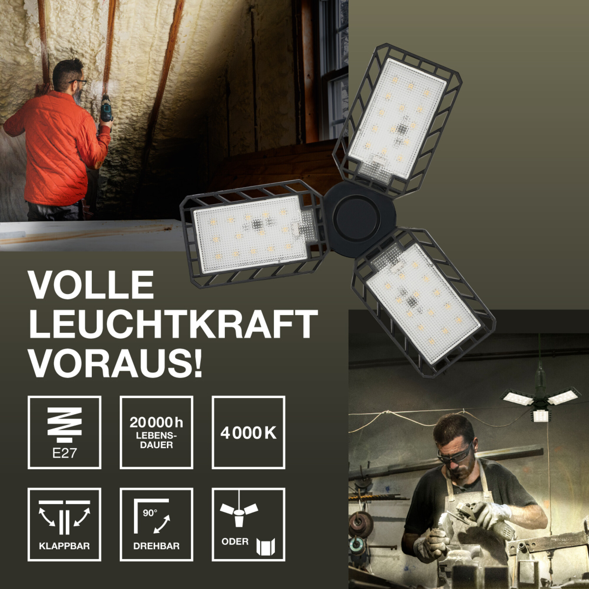 Osram Highbay Blade Deckenlampe mit Flügeln, E27, 40W
