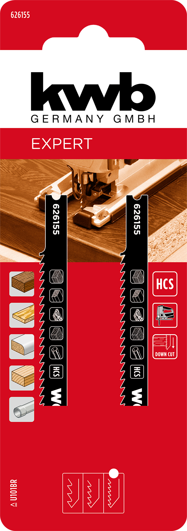 kwb Down-Cut HCS-Stichsägeblätter mit U-Schaft für Holz, fein, 91 mm kwb Down-Cut HCS-Stichsägeblätter mit U-Schaft für Holz, fein, 91 mm