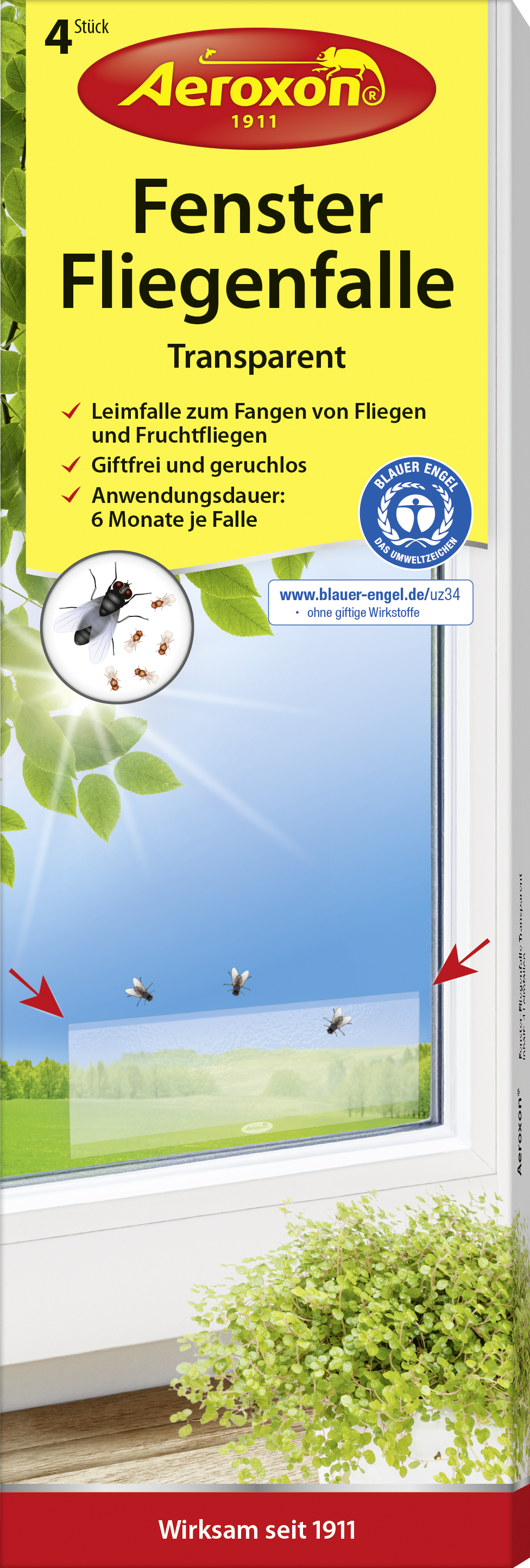 028484-3D_Aeroxon_Fliegenfalle_Transparent_FS_4027600753408_oOeko FENSTER-FLIEGENFALLE TRANSPARENT 4ST
