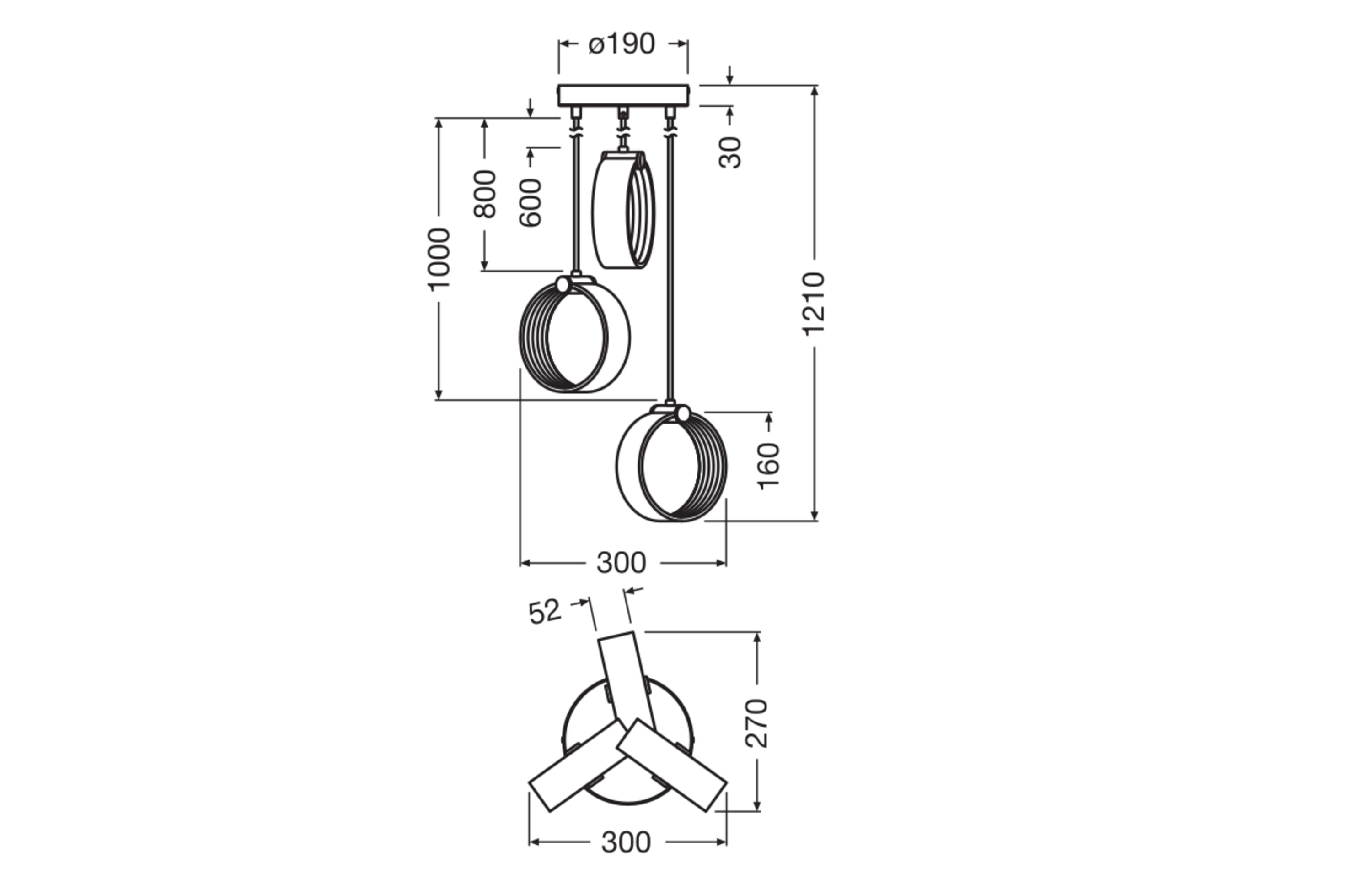 Osram Decor Runde Pendelleuchte, 3 Pendel, 20W, CCT, schwarz