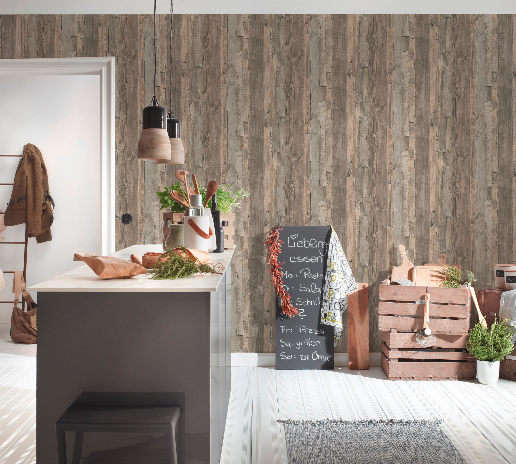 A.S. Création Vliestapete, holzoptik grau braun – vintage tapete im holzlatten design