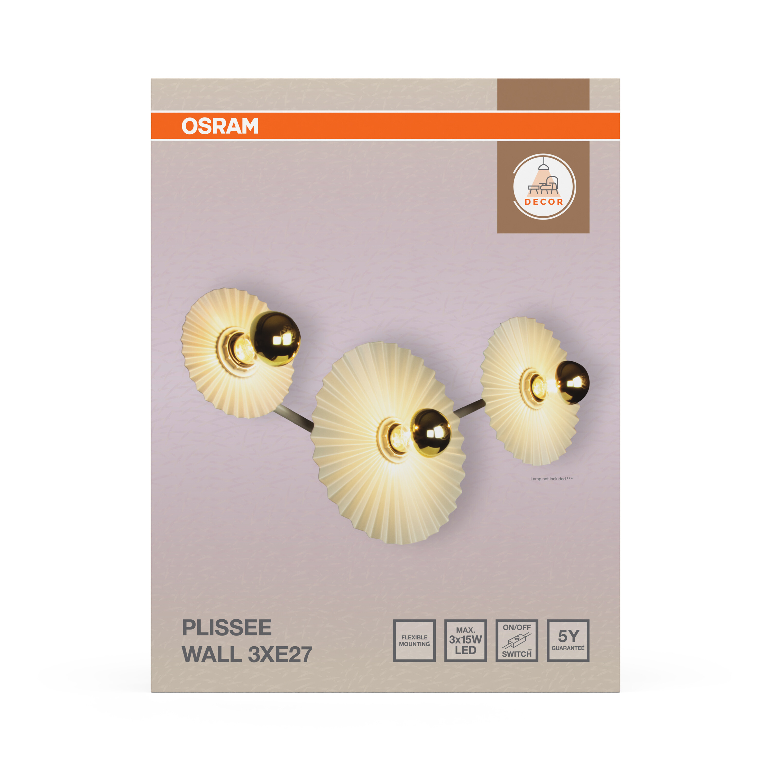 Osram DECOR Plissee Wall, 3XE27, beige