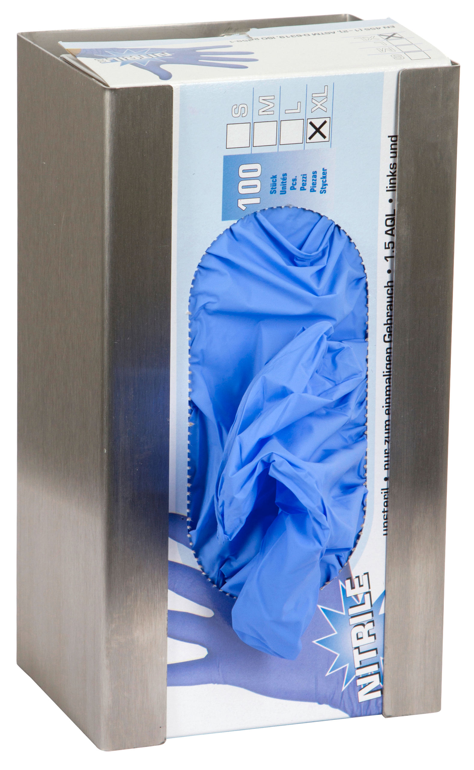Kerbl Wandhalter für Einmalhandschuhe aus Edelstahl, mit Feder
