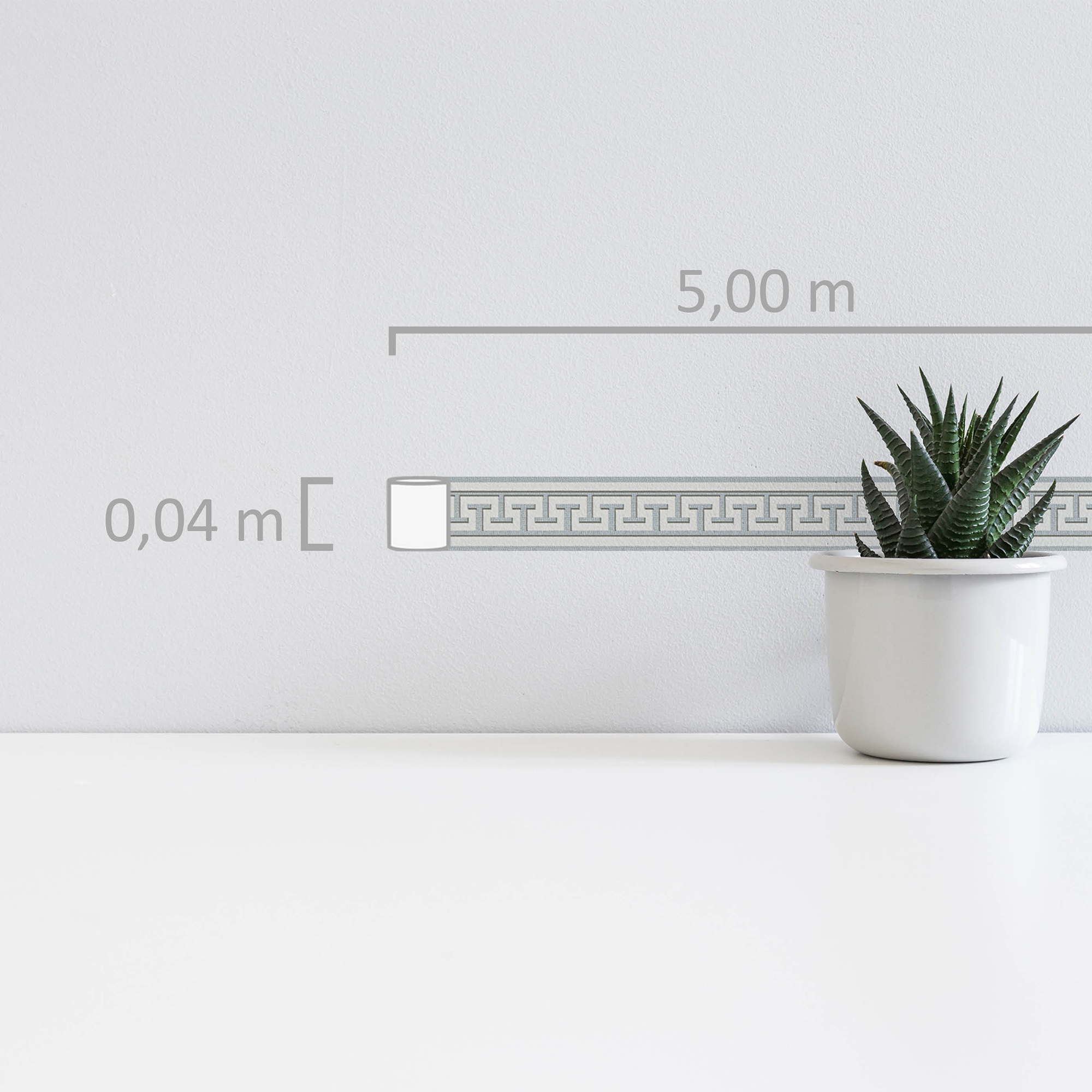 A.S. Création selbstklebende Bordüre, geometrisch grau beige – griechisches muster modern