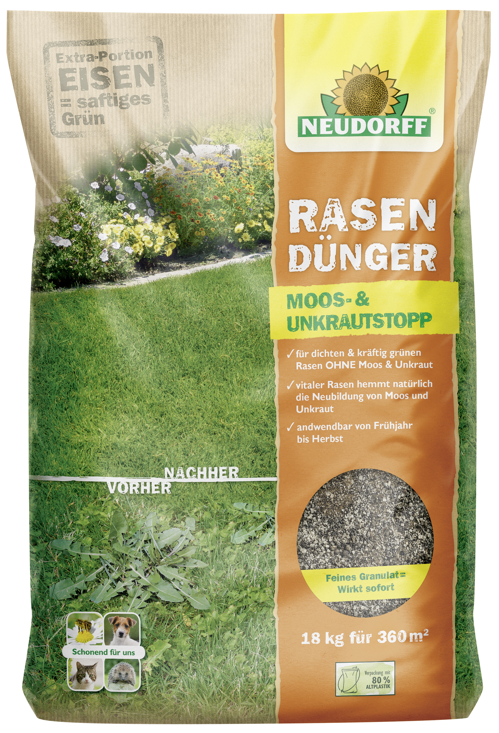 Neudorff RasenDünger Moos- & UnkrautStopp, 18 kg Neudorff RasenDünger Moos- & UnkrautStopp, 18 kg