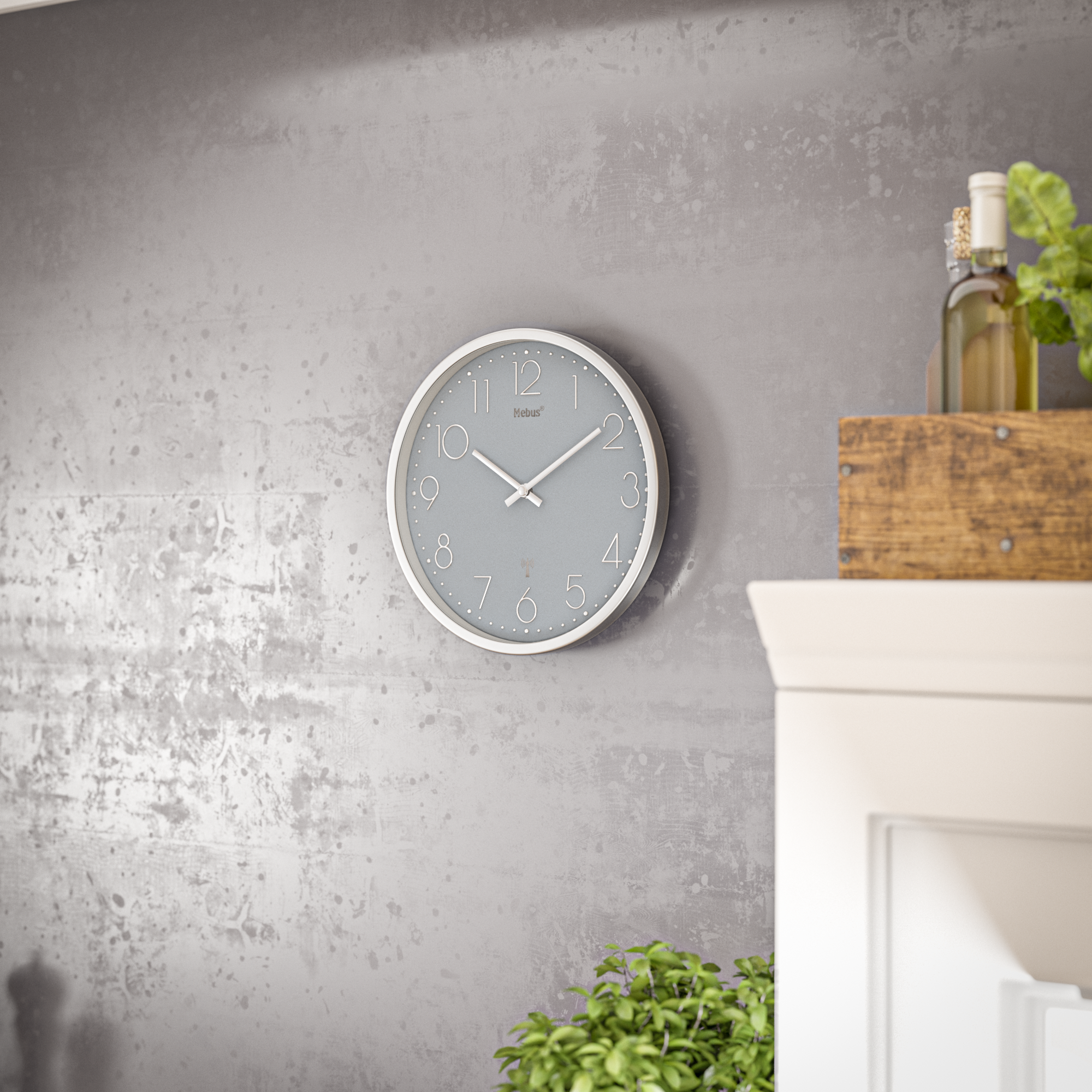 Mebus Funkwanduhr, Ø 25 cm, grau Mebus Funkwanduhr, Ø 25 cm, grau