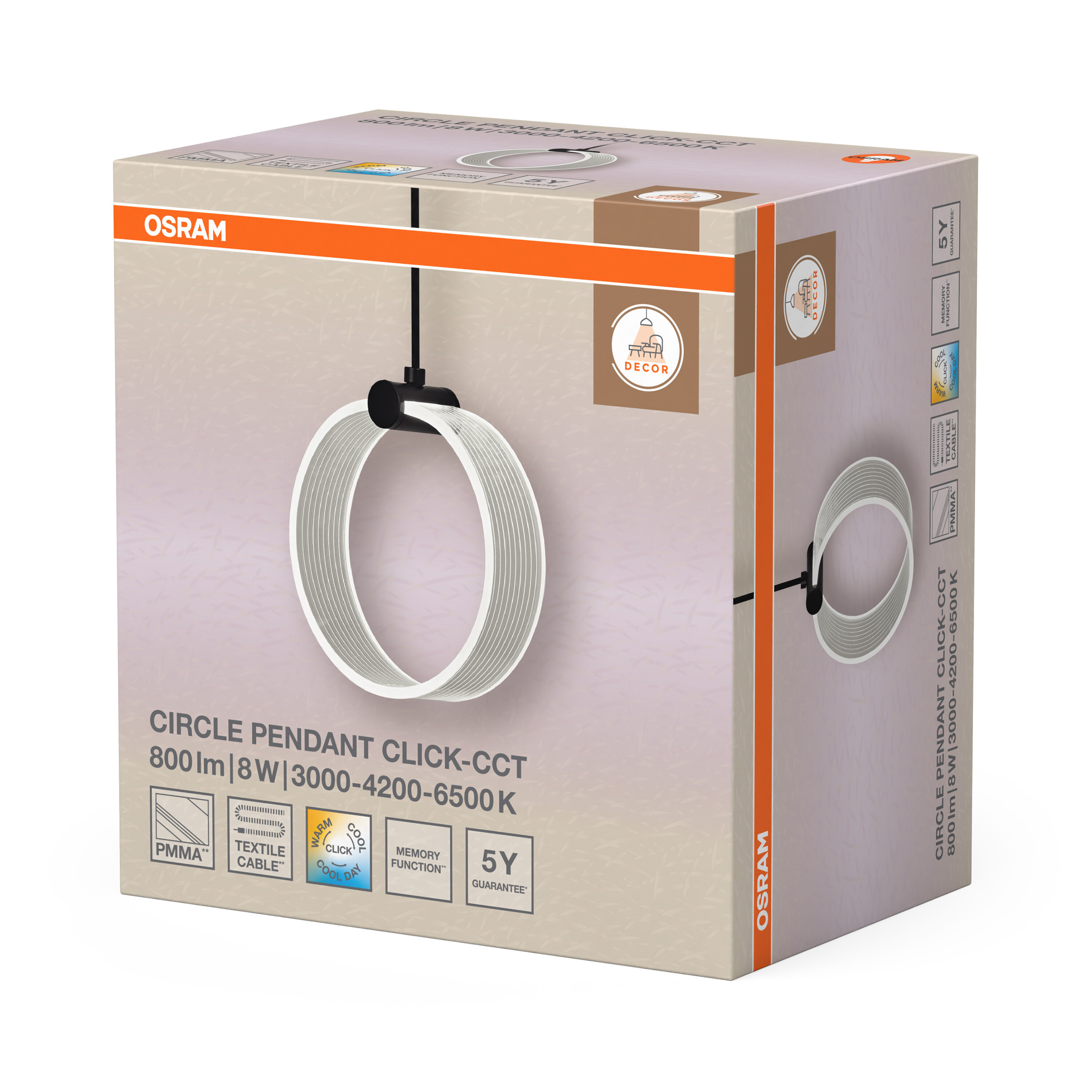 Osram Decor Runde Pendelleuchte, 8W, schwarz