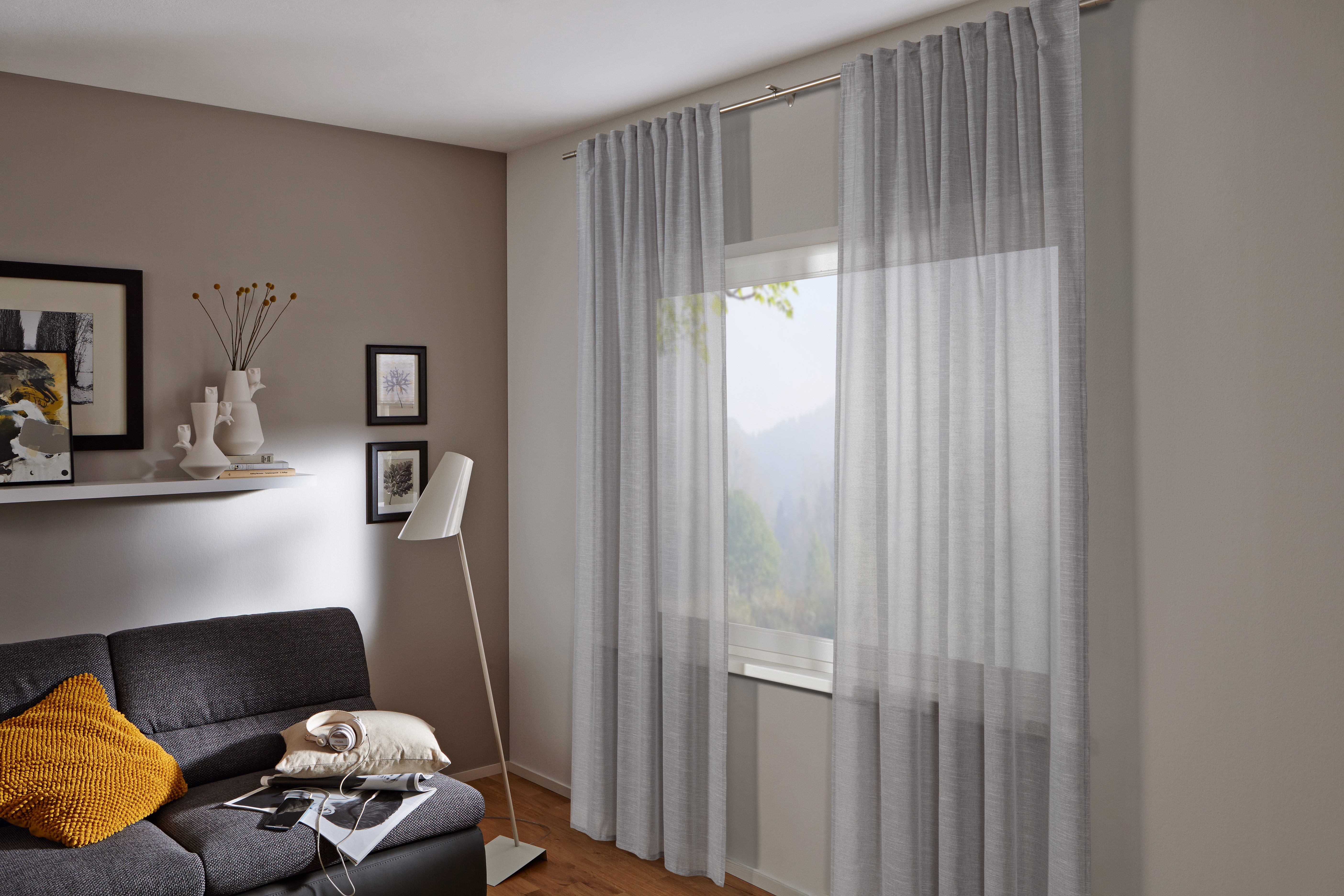 Sehlbach Schal mit Gardinenband silbergrau, 140 x 245 cm Sehlbach Schal mit Gardinenband silbergrau, 140 x 245 cm