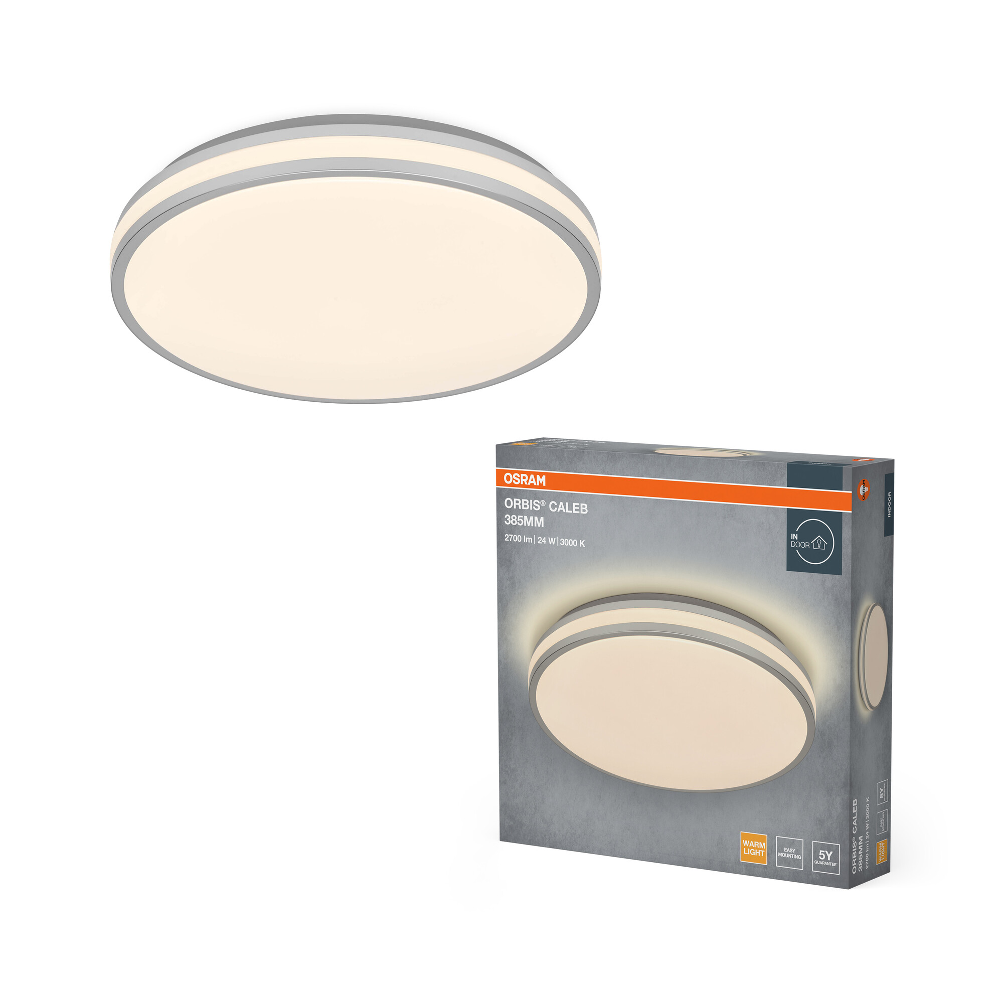 Osram Led Deckenleuchte "Orbis Caleb", 385 mm, 24W, 830, silber