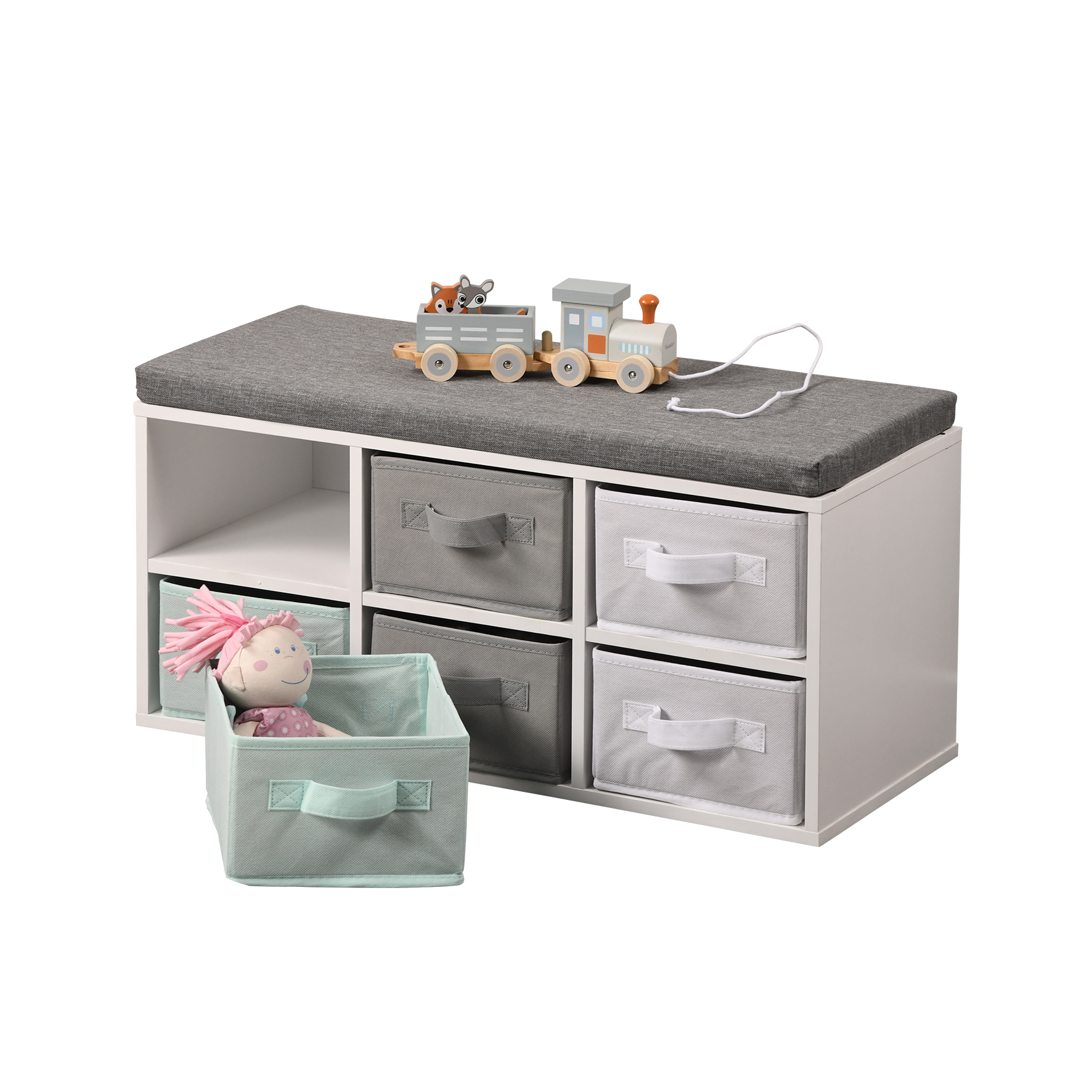 Kesper Kinder-Sitzbank mit Sitzkissen, weiß, FSC, 68 x 29,5 x 33 cm Kesper Kinder-Sitzbank mit Sitzkissen, weiß, FSC, 68 x 29,5 x 33 cm