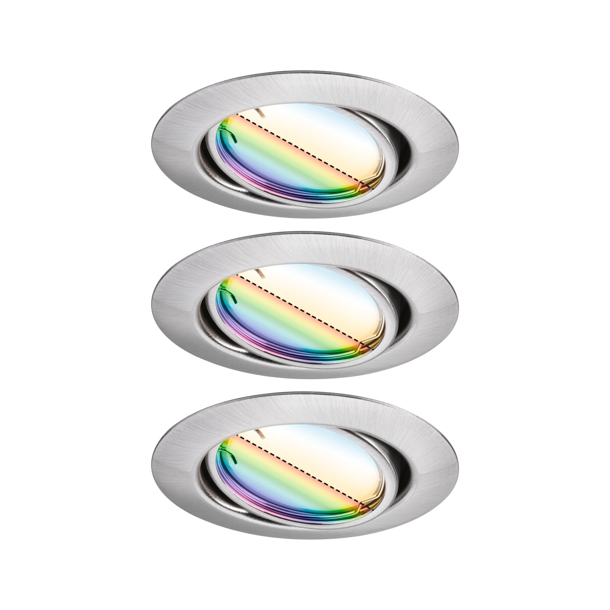 Paulmann EBL Set Base Zigbee Coin RGBW schwenkbar, 3x420lm, 230V, Eisen gebürstet