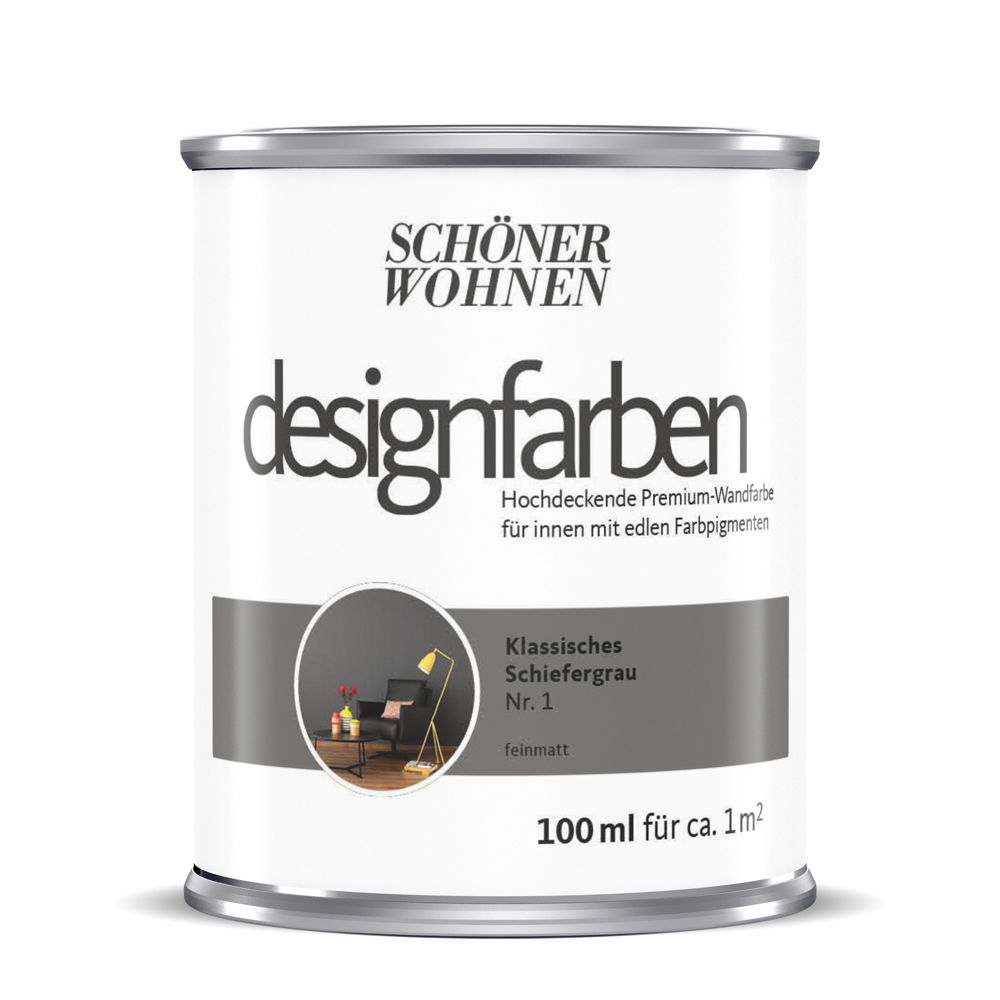 Schöner Wohnen Designfarbe, klassisch schiefergrau, 100 ml Schöner Wohnen Designfarbe, klassisch schiefergrau, 100 ml