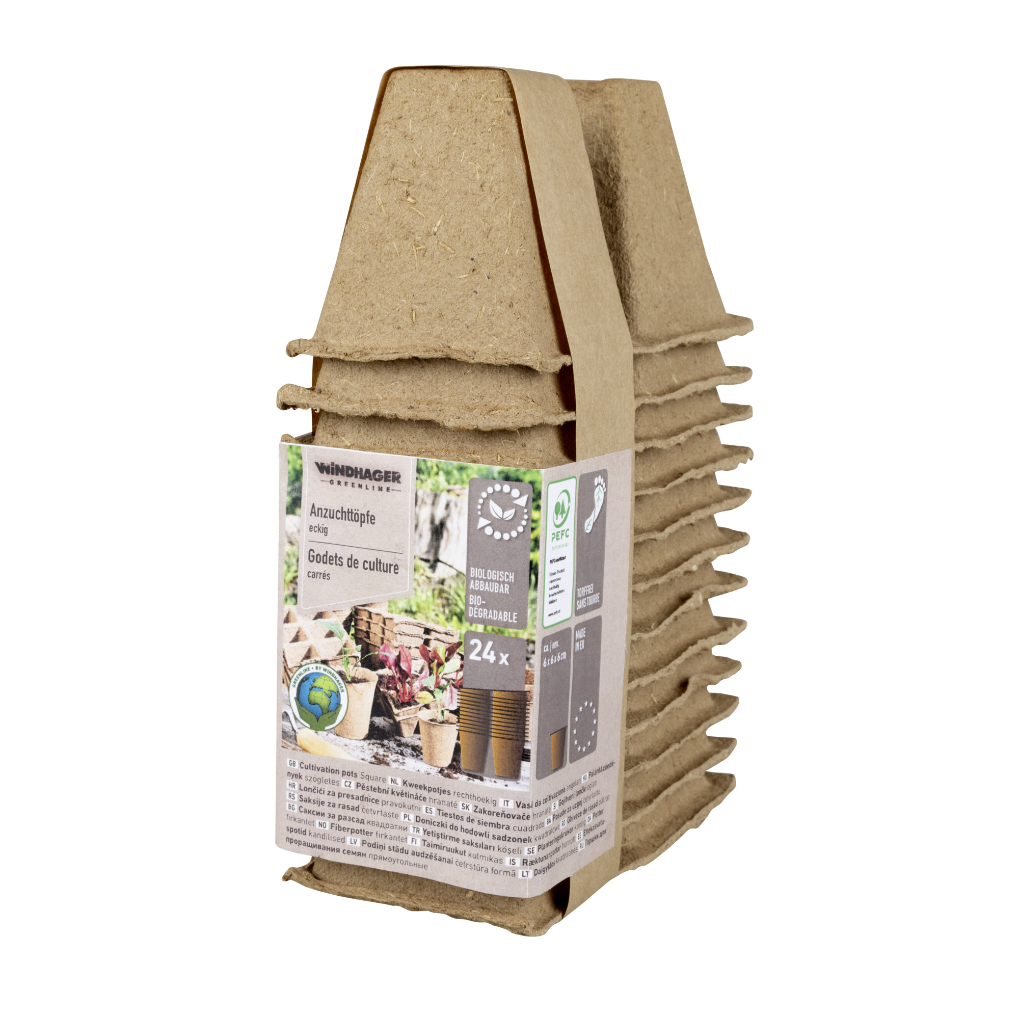Windhager Anzuchttopf, 6 cm, eckig, 24 Stk/Pkg