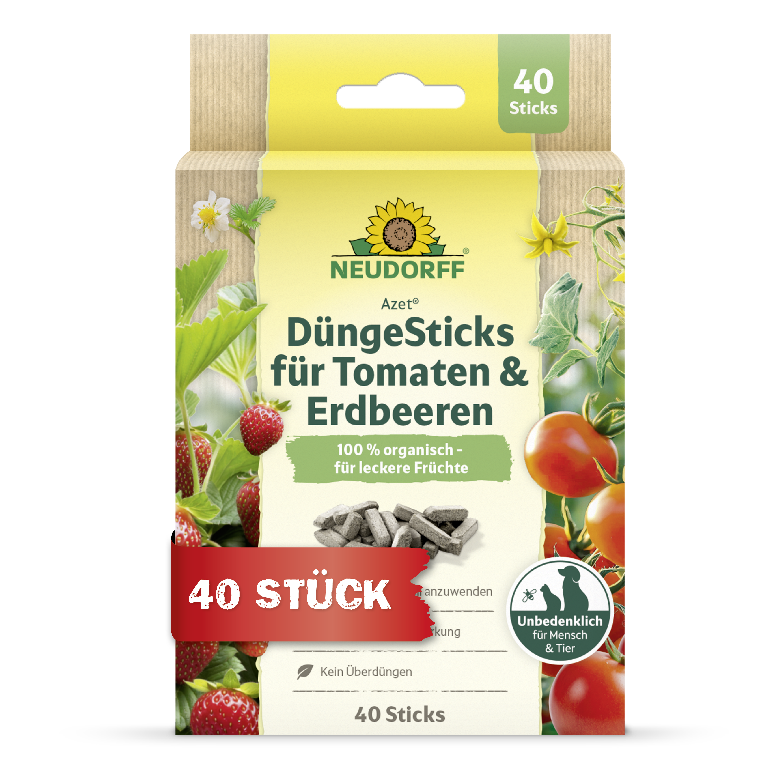 Neudorff Azet DüngeSticks für Tomaten und Erdbeeren, 40 Stück