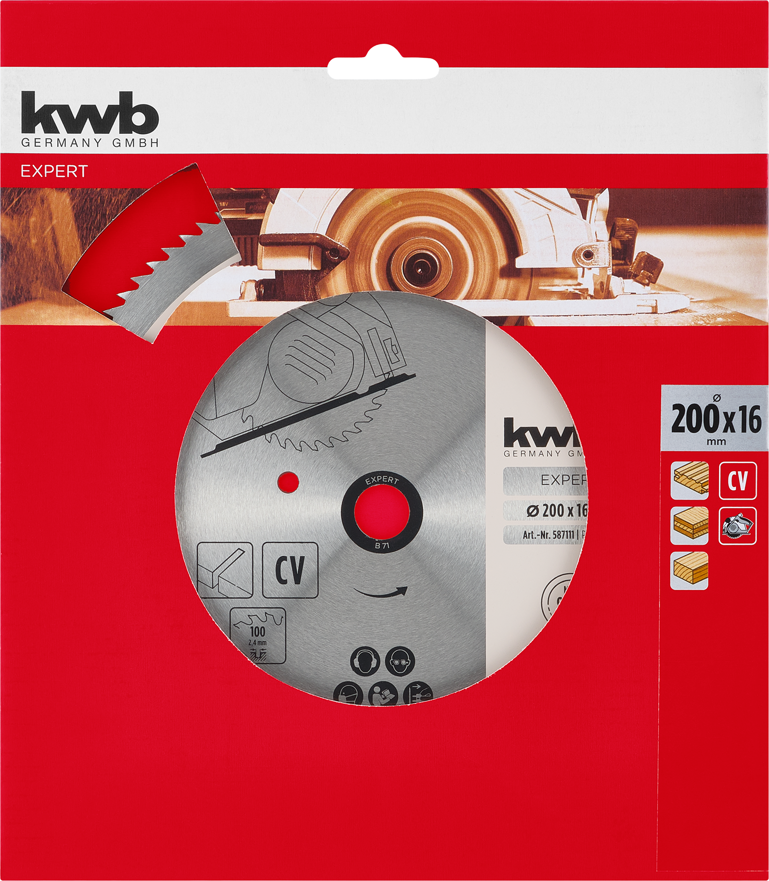 Kwb Kreissägeblatt CV, Ø 200 x 16 mm, Z100