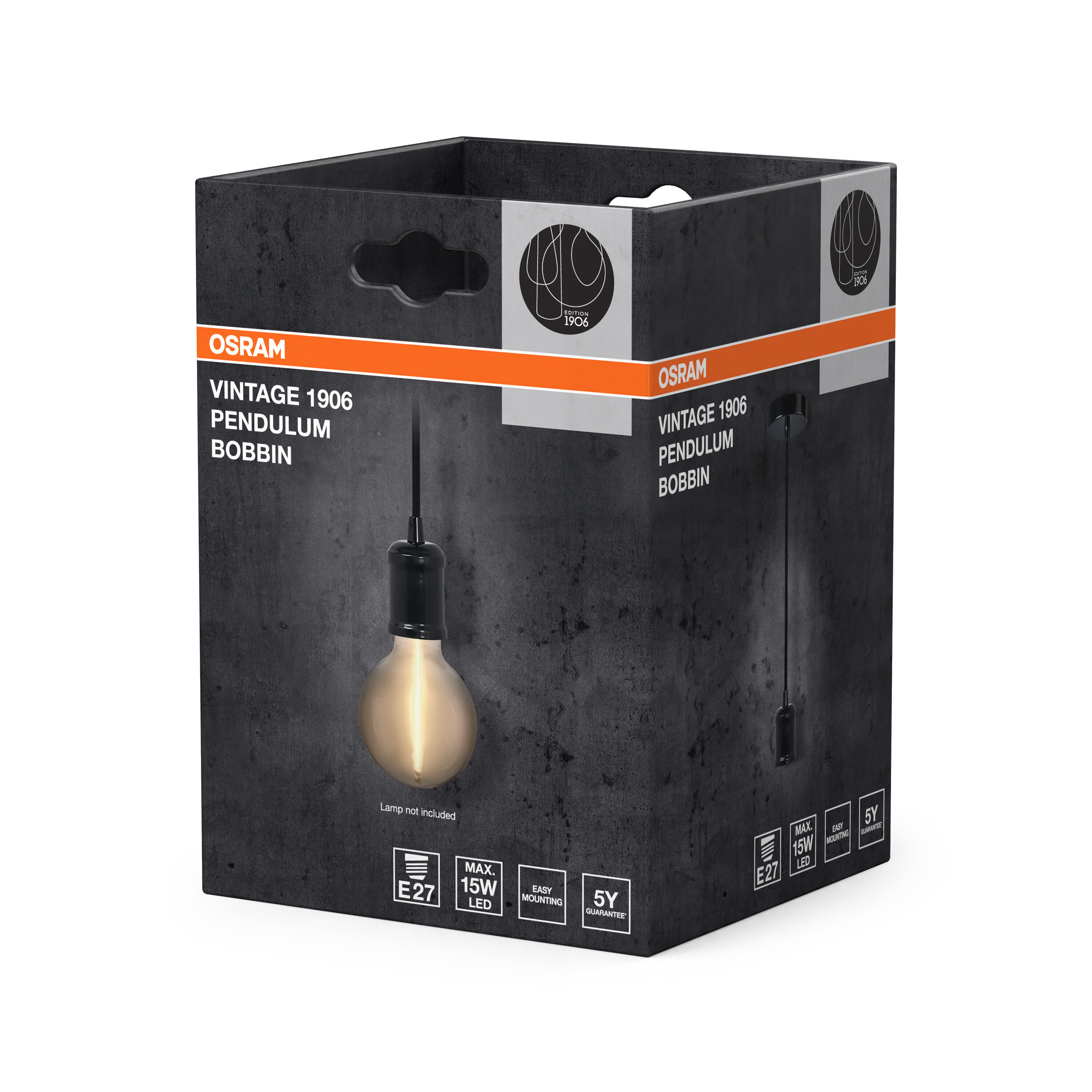 Osram Vintage 1906 Pendelleuchte Bobbin, E27, schwarz