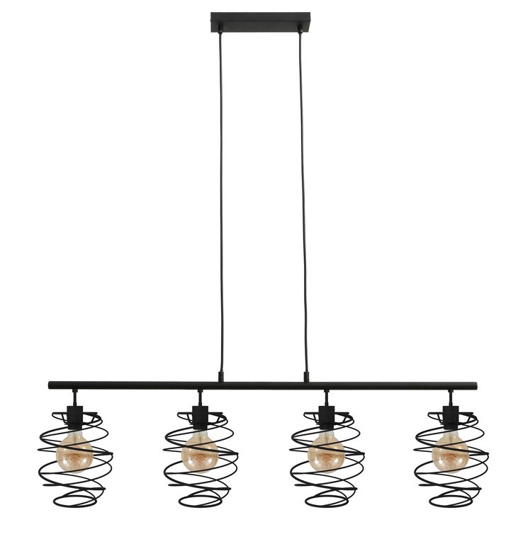 172542-4 BRILONER HÄNGELEUCHTE 4XE27 BLACK STEEL FEDERDESIGN