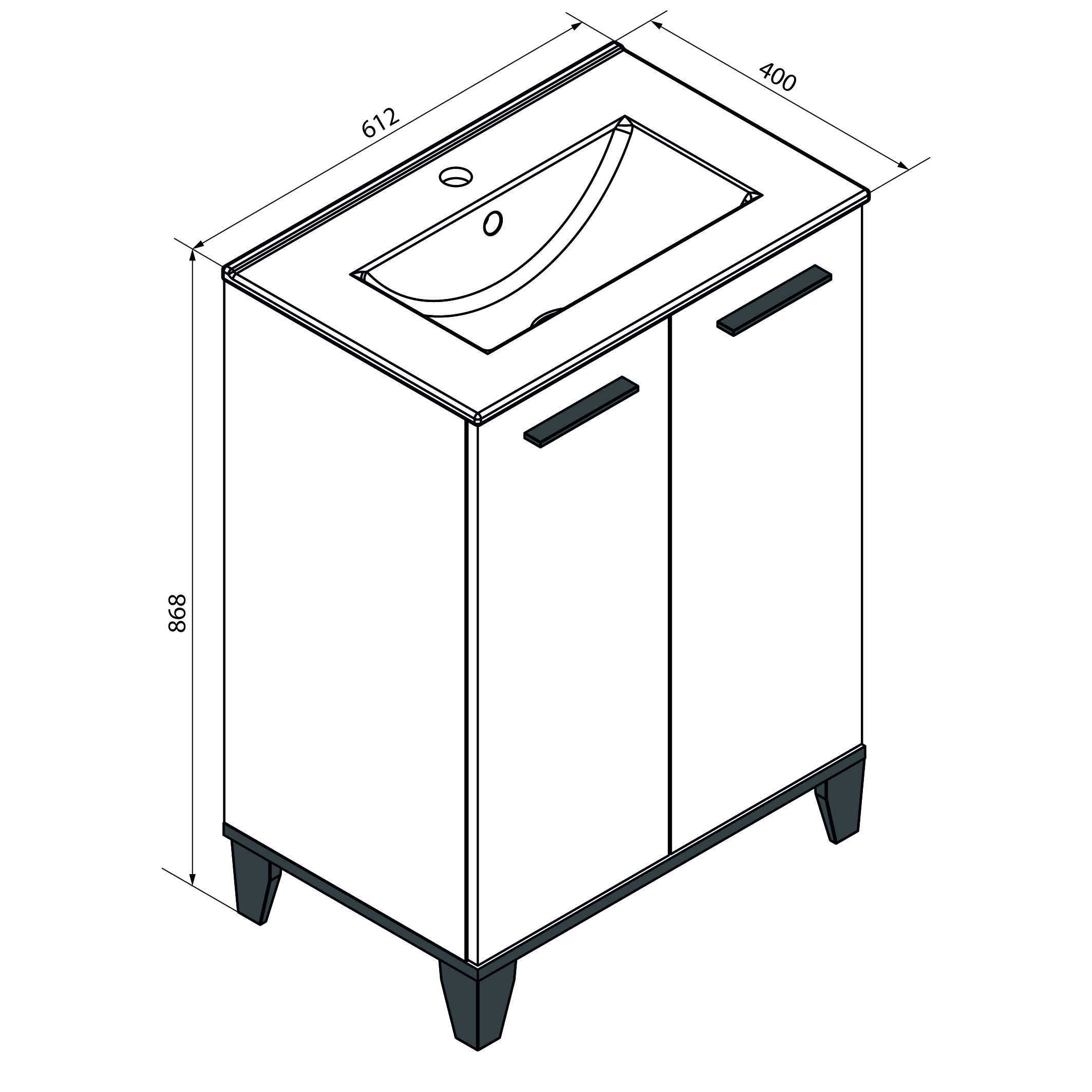 Fackelmann Set TE-A Keramik-Waschtisch + Waschtischunterschrank, Nature-Oak-Optik