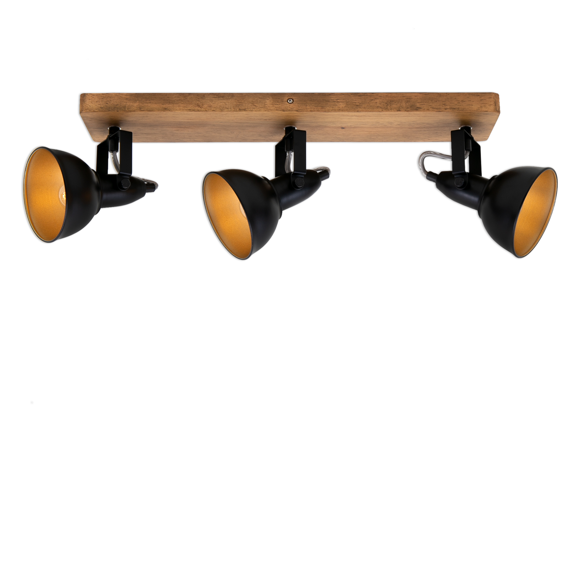 122903-3 BRILONER SCHIENE 3XE14 HOLZ/SCHWARZ-GOLD