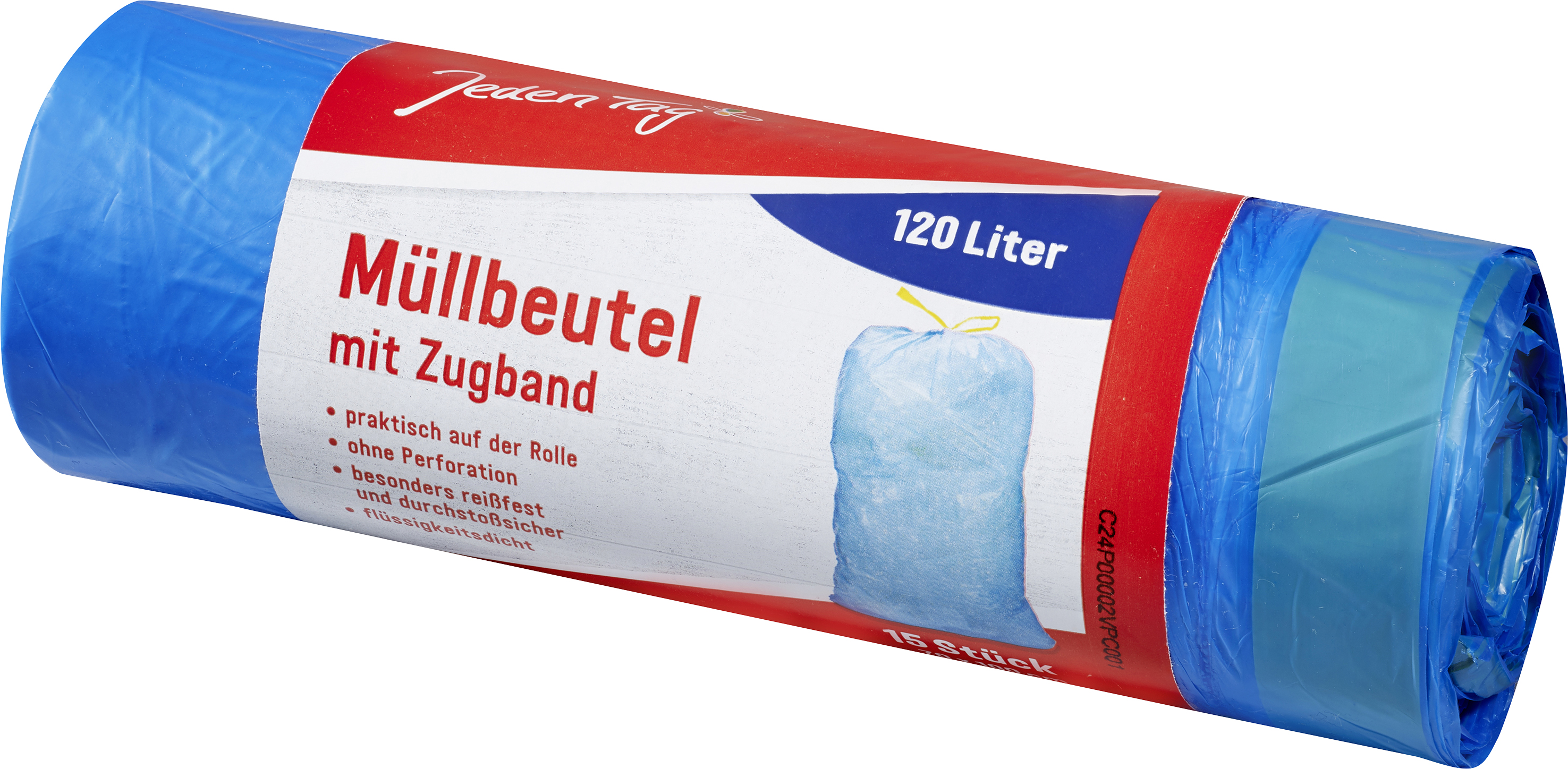 Jeden Tag Zugband-Müllsäcke, 15 x 120 l Jeden Tag Zugband-Müllsäcke, 15 x 120 l