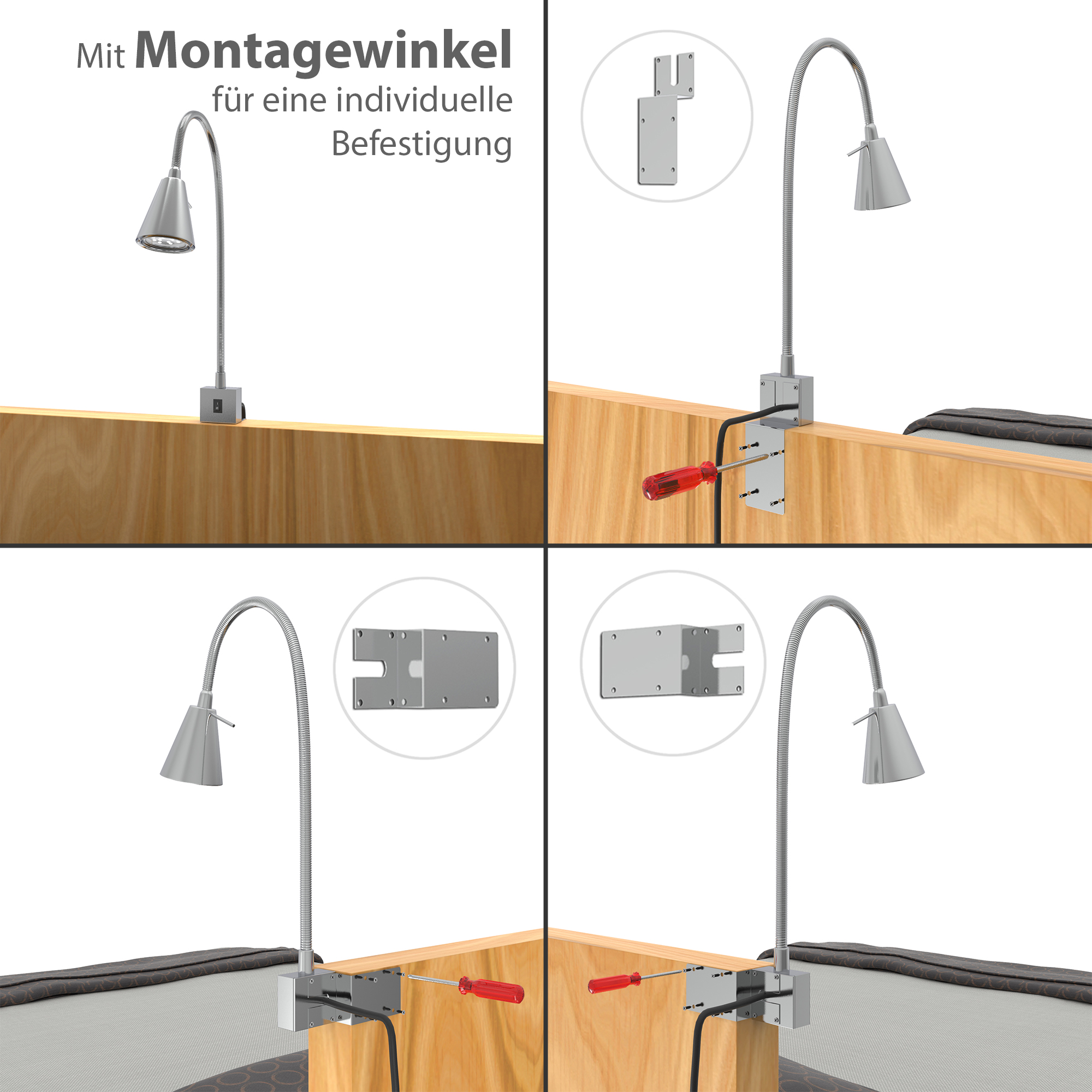 BRILONER BETTLEUCHTE 1X4W MATT-NICKEL