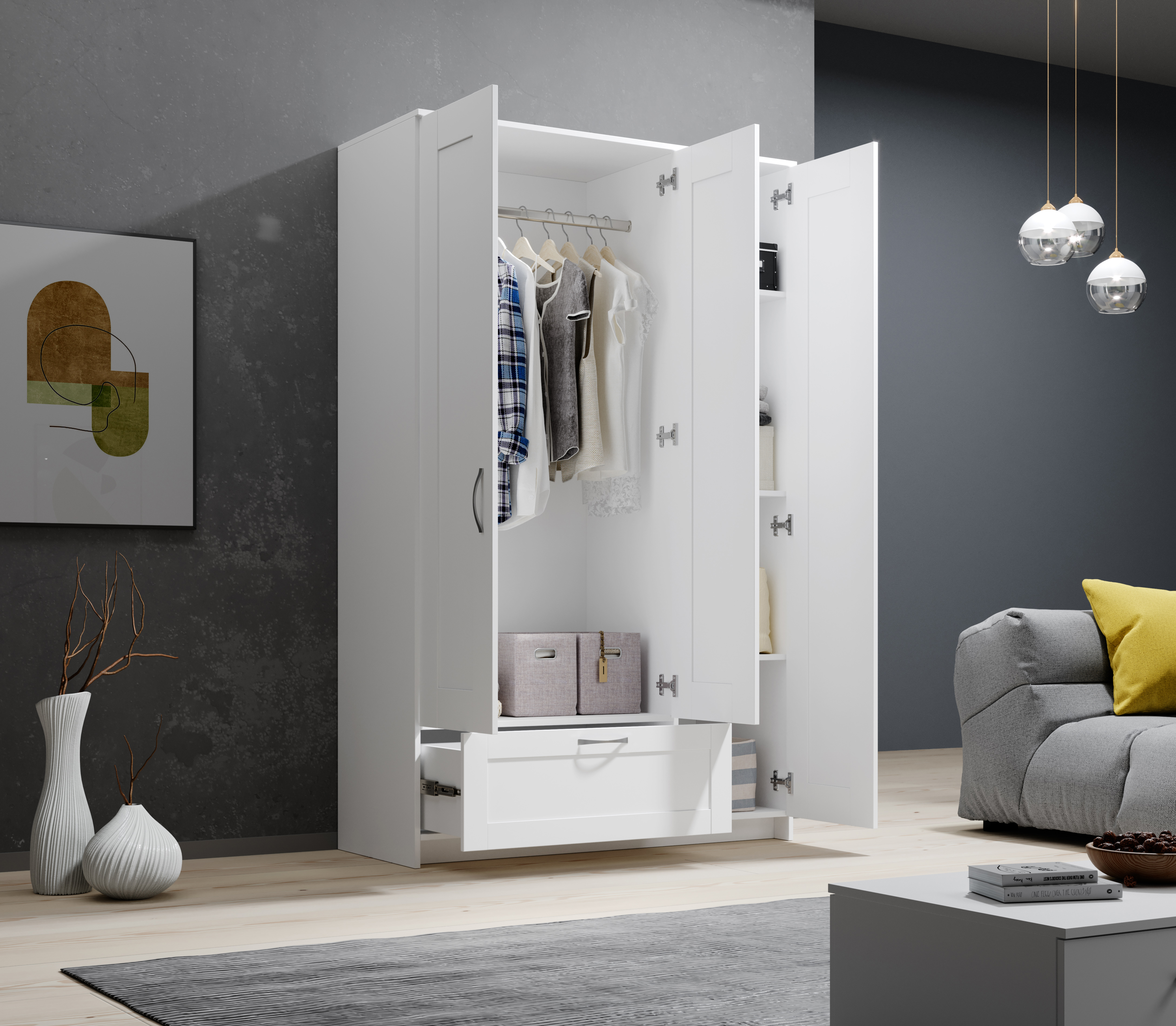 Pol-Power Kleiderschrank Lepini, weiß