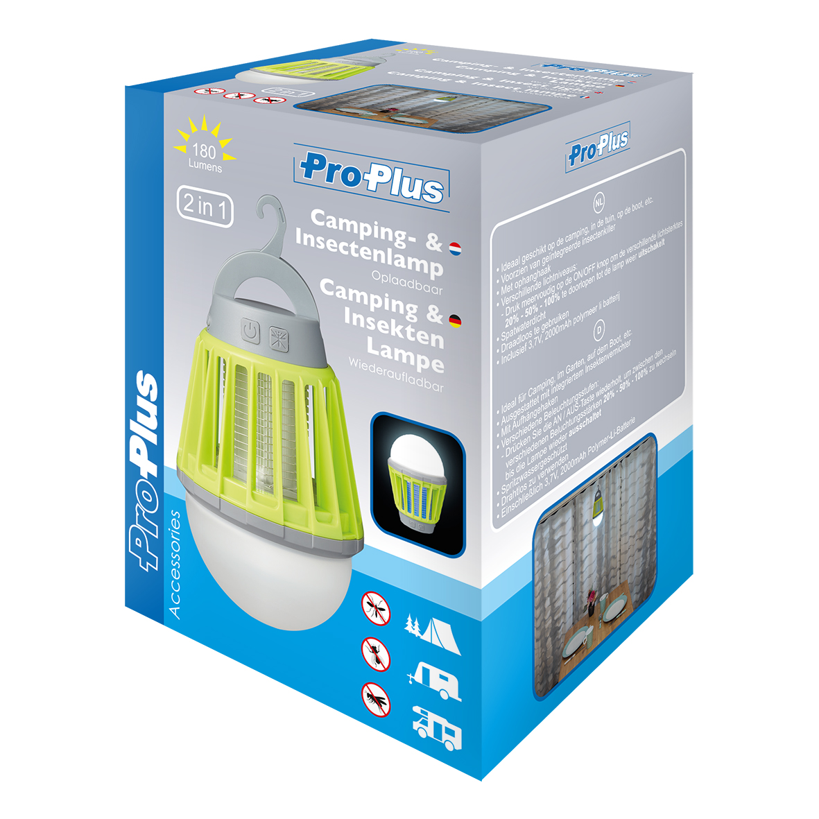 ProPlus Camping & Insekten Lampe 2 in 1 wiederaufladbar