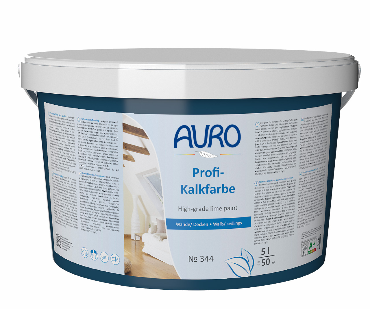 Auro Profi-Kalkfarbe Nr. 344, weiß, 5 l
