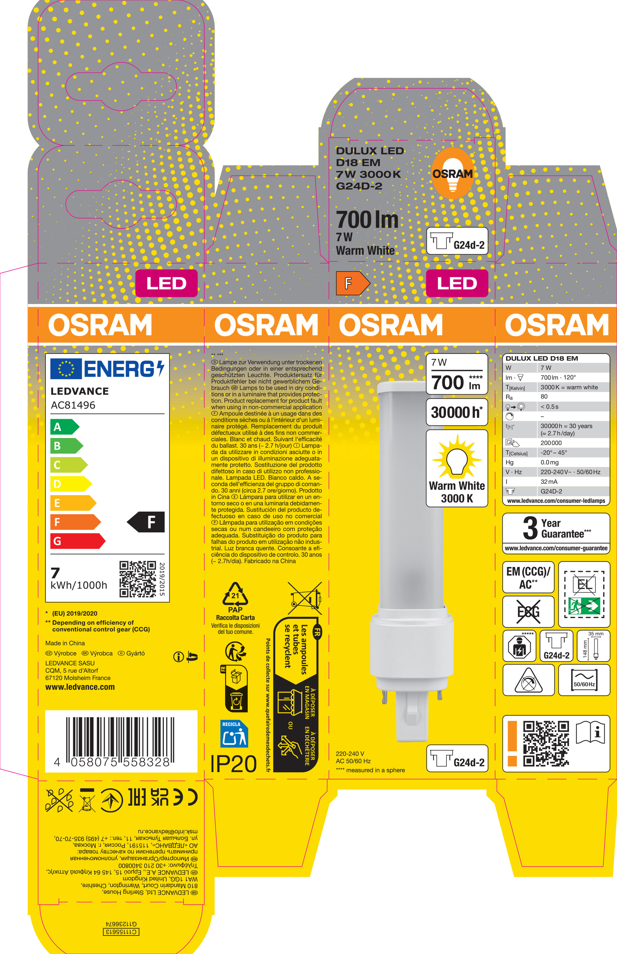 Osram DULUX LED Röhre, 14,8 cm, warmweiß