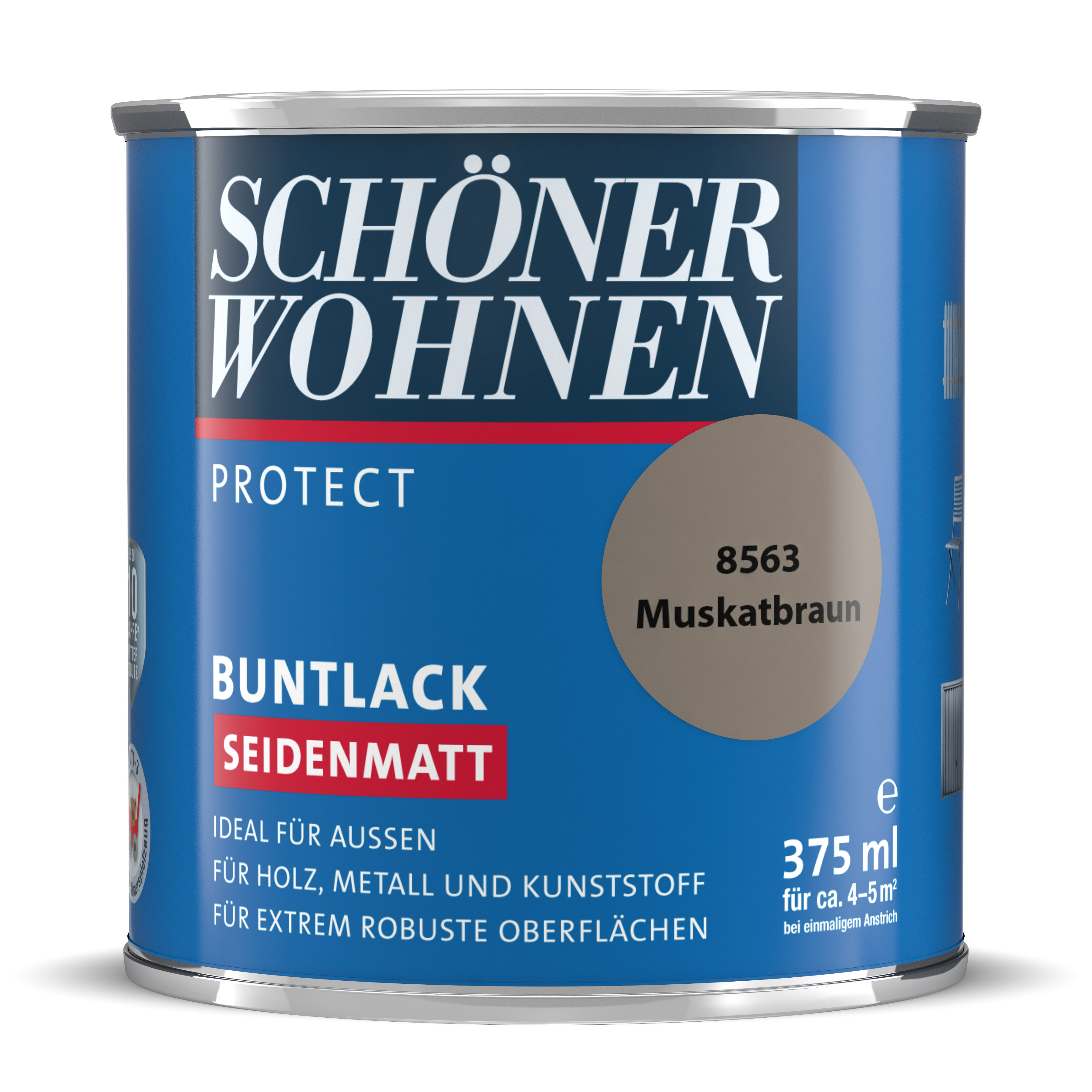 Schöner Wohnen Protect Buntlack, seidenmatt, muskatbraun