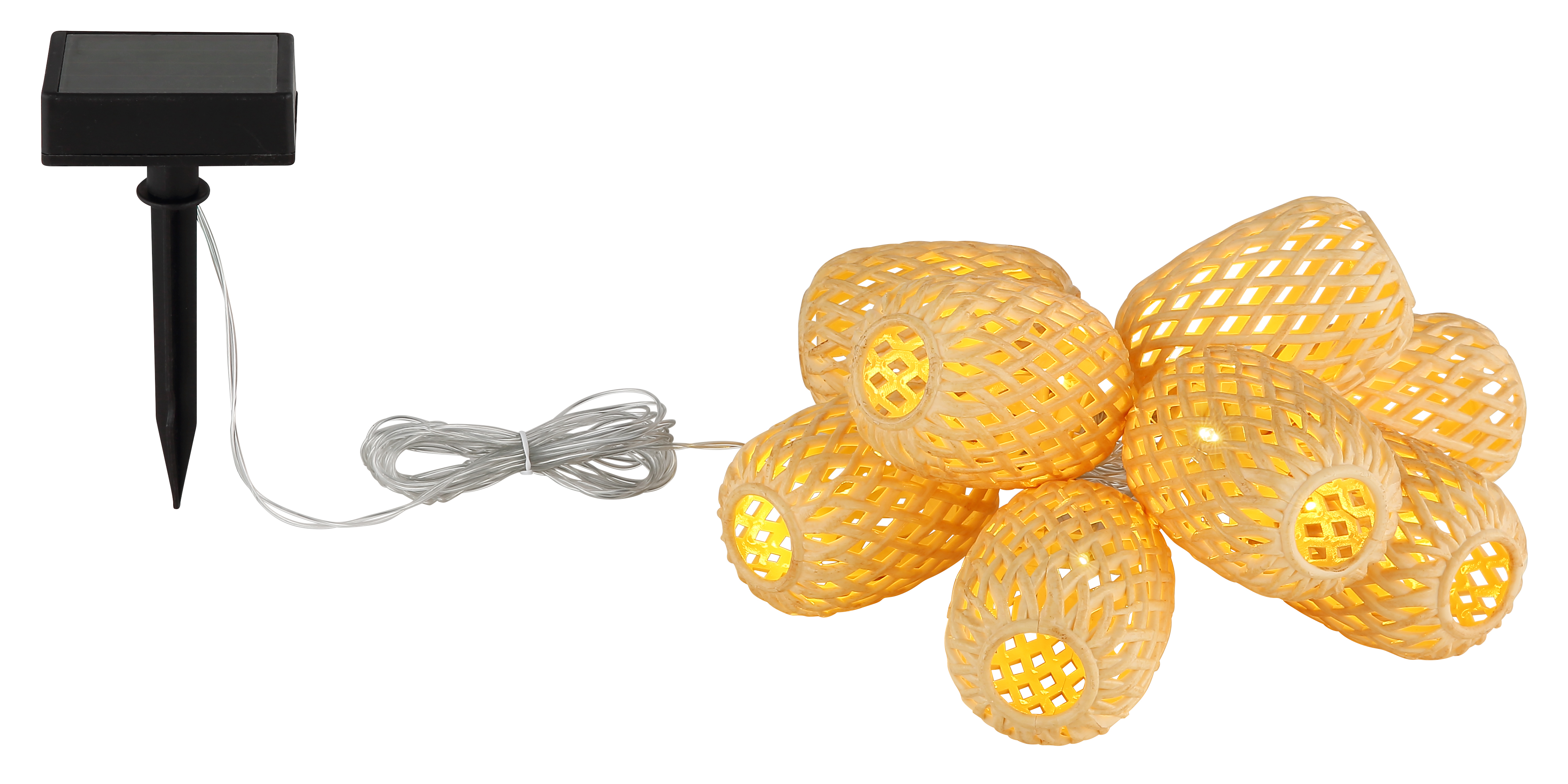 Globo Solarlichterkette Kunststoff naturfarben 8xLED Globo Solarlichterkette Kunststoff naturfarben 8xLED