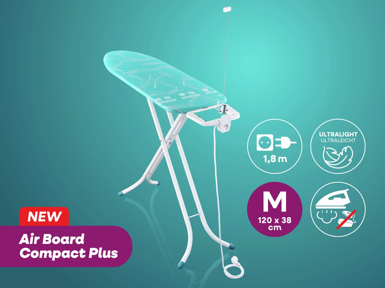 Leifheit Bügeltisch Air Board M Compact Plus, 120 x 38 cm