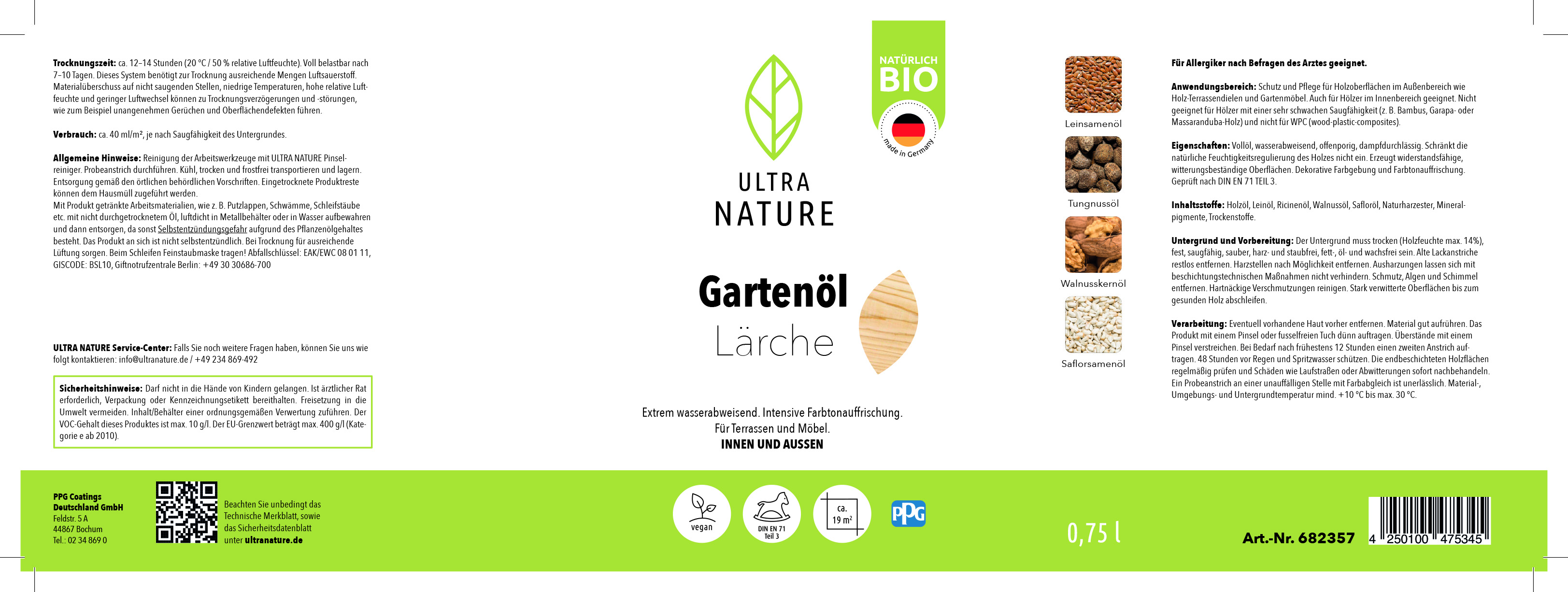 Ultra Nature Garten Öl Lärche, 0,75 l Ultra Nature Garten Öl Lärche, 0,75 l