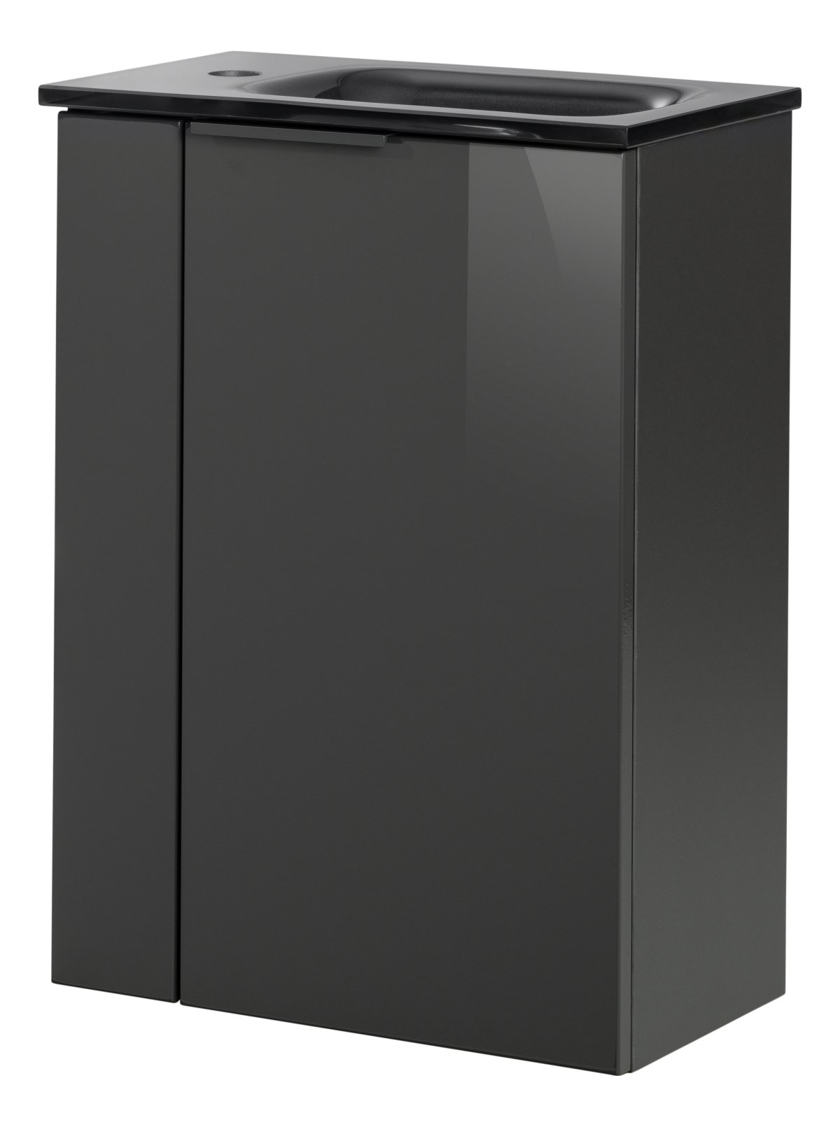 Fackelmann SBC Mini-Waschtischunterschrank 45, 440 x 600 x 243 mm, Anthrazit-Hochglanz