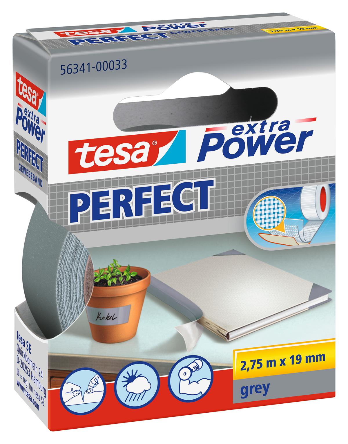 tesa_nart-563410003303_LI400_left tesa extra Power Perfect Gewebeband, grau, 2,75 m
