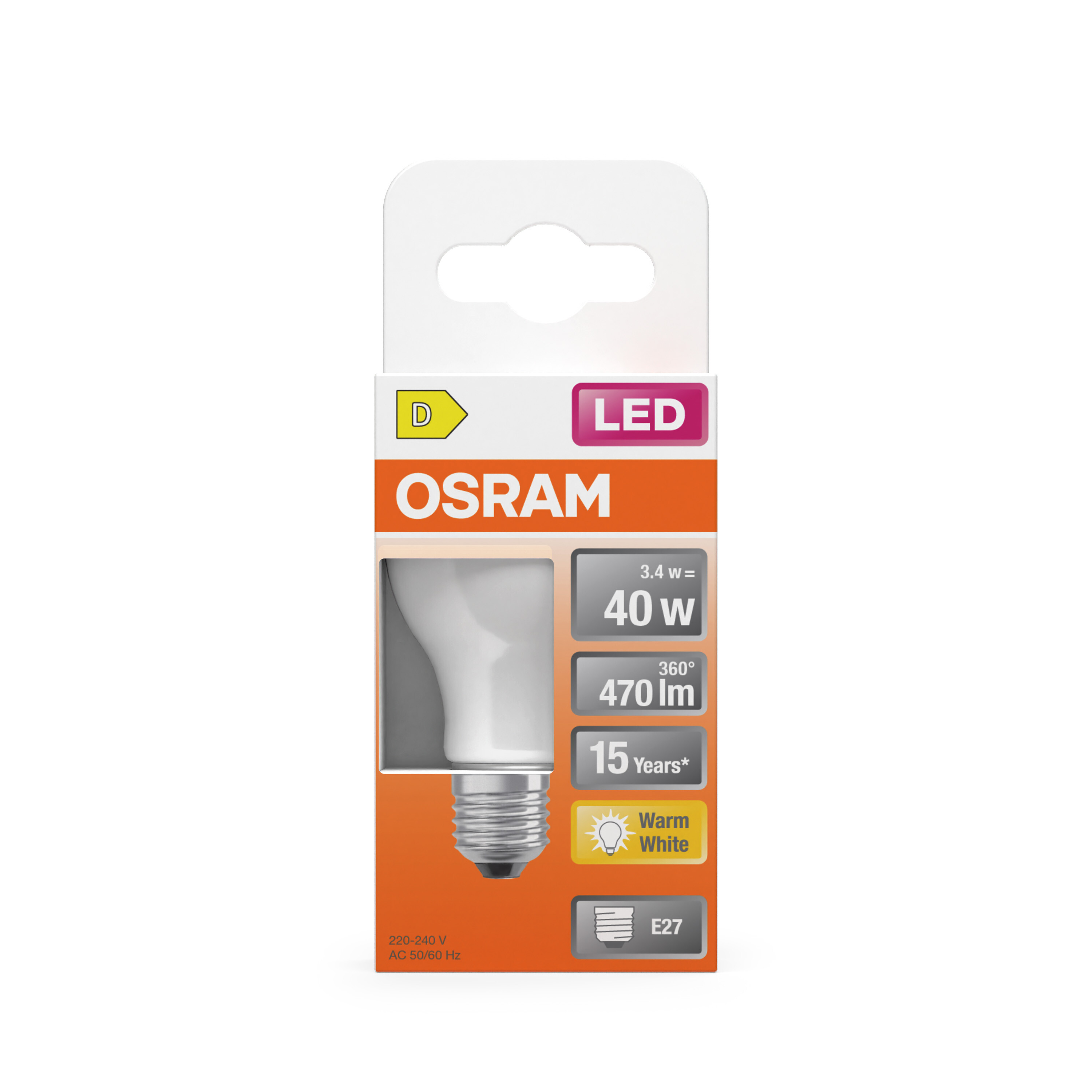 Osram LED Retrofit Classic P Lampe, Warmweiß, E27, matt