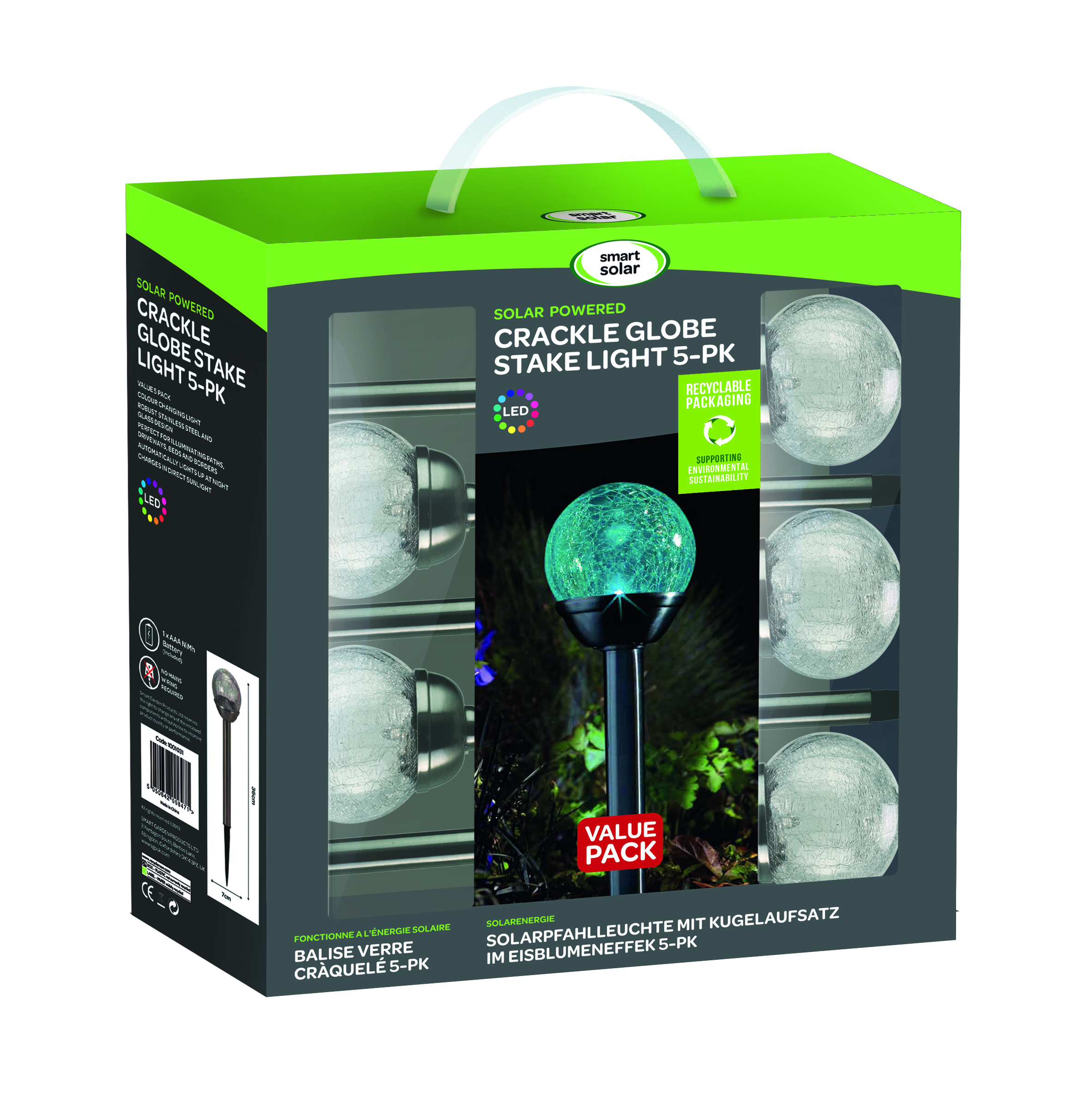 Smart Garden Solarleuchte Knisterkugel, edelstahl, 5 Stück Smart Garden Solarleuchte Knisterkugel, edelstahl, 5 Stück