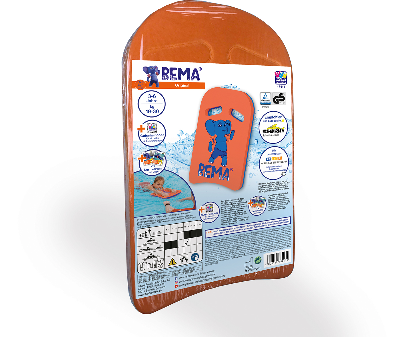 Happy BEMA Schwimmbrett ca. 34 x 21 x 3 cm Happy BEMA Schwimmbrett ca. 34 x 21 x 3 cm