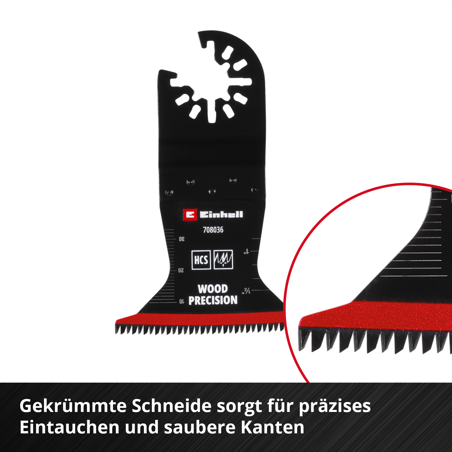 Einhell HCS-Tauchsägeblatt mit Universalaufnahme und Japanzahnung, curved, 65 x 42 mm