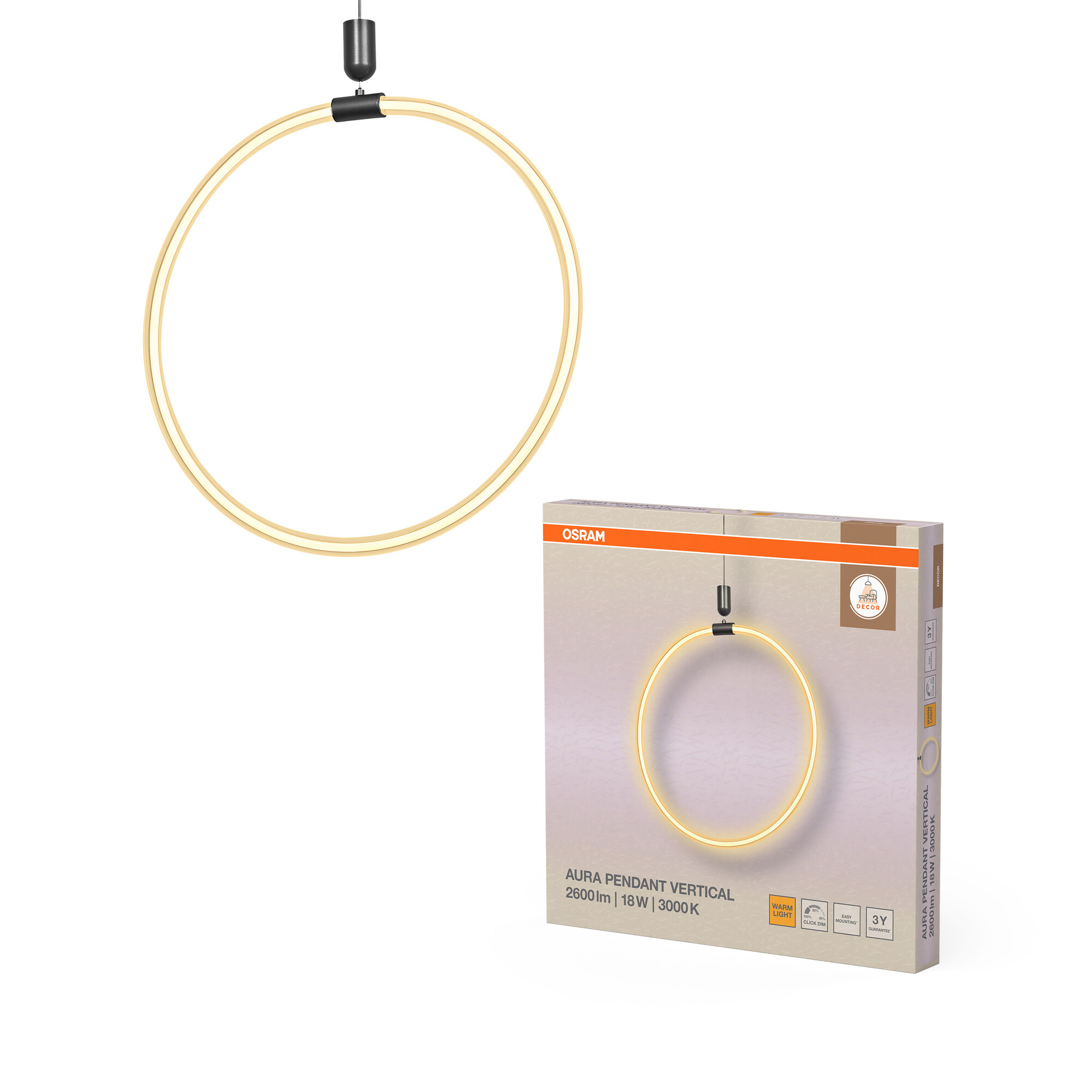 Osram Decor Pendelleuchte Aura, 18W, 3000K