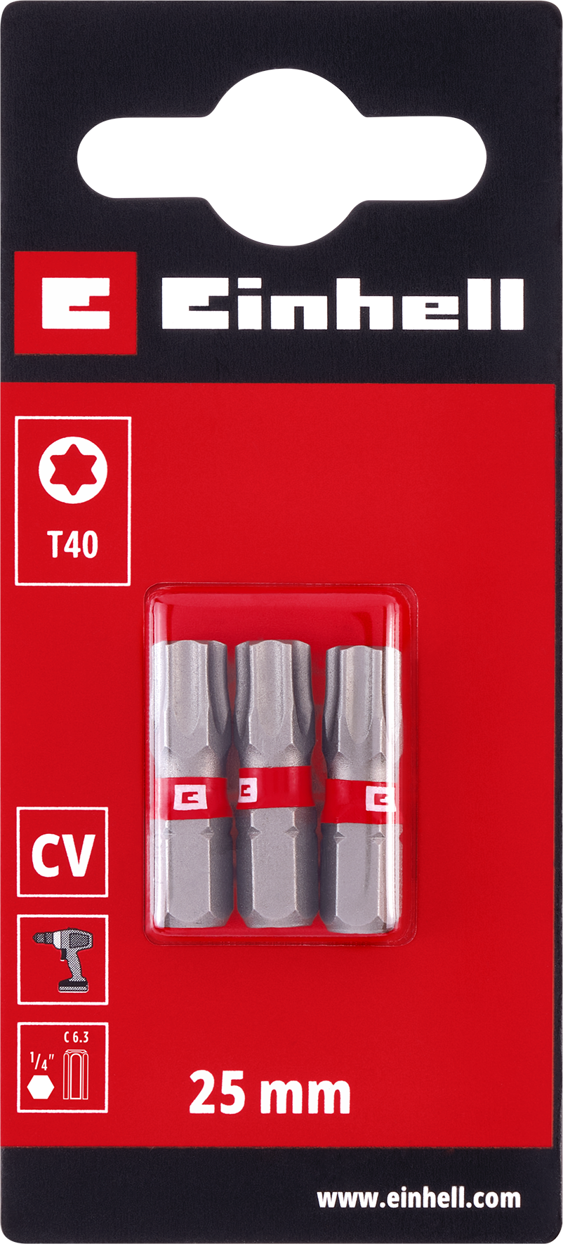 Einhell Standard-Bits, 25 mm, T40