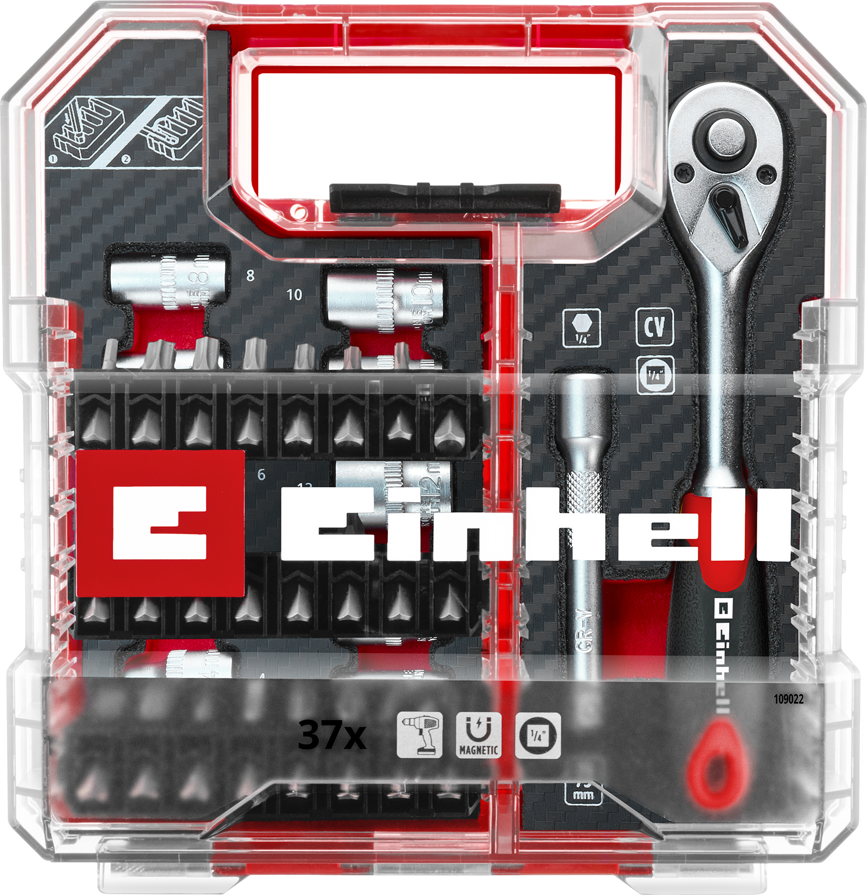 Einhell Bit- und Ratschen-Set, L-CASE, 37-tlg.