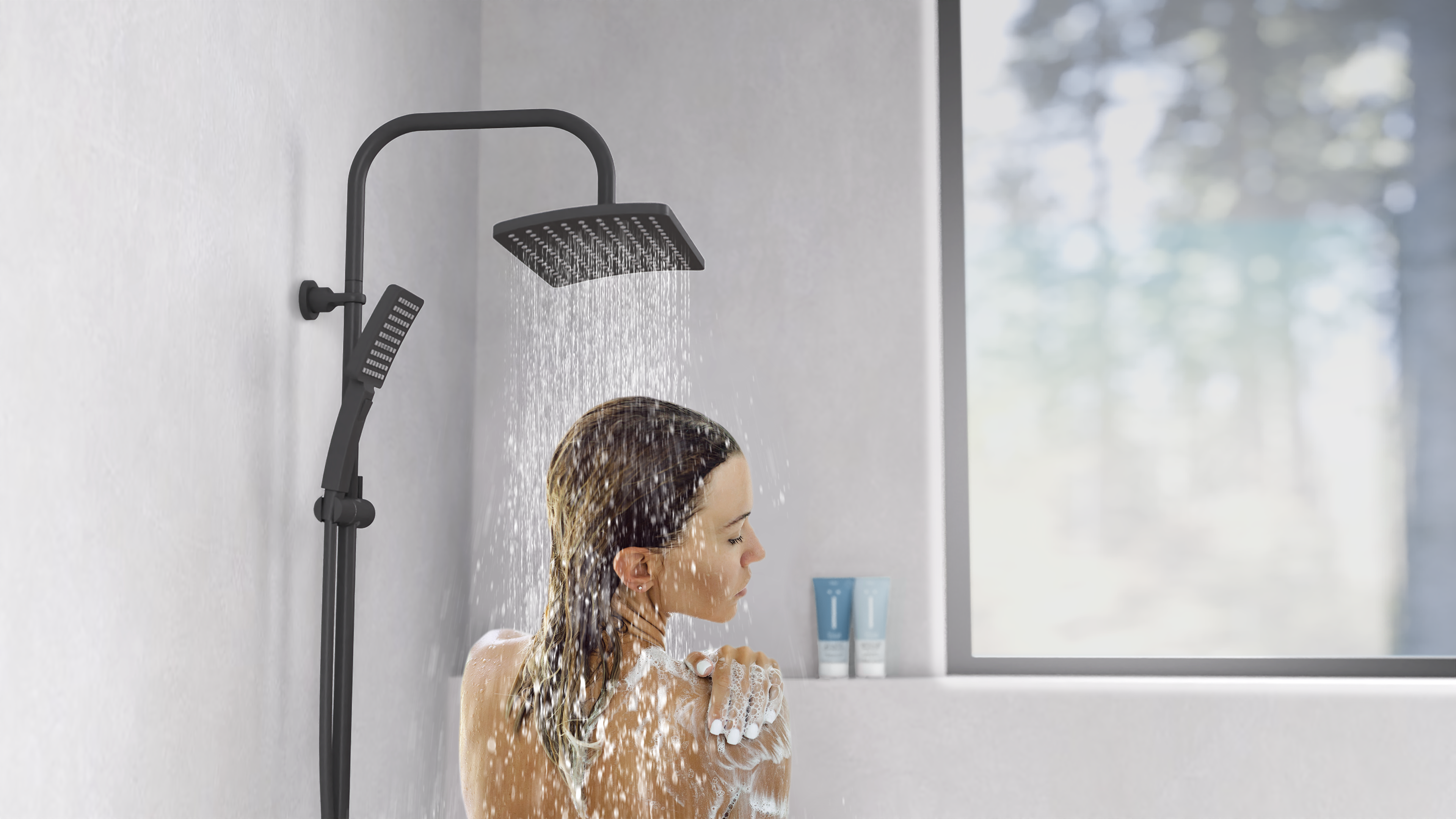 Schütte Überkopf-Brauseset Mallorca, Schwarz matt Schütte Überkopf-Brauseset Mallorca, Schwarz matt