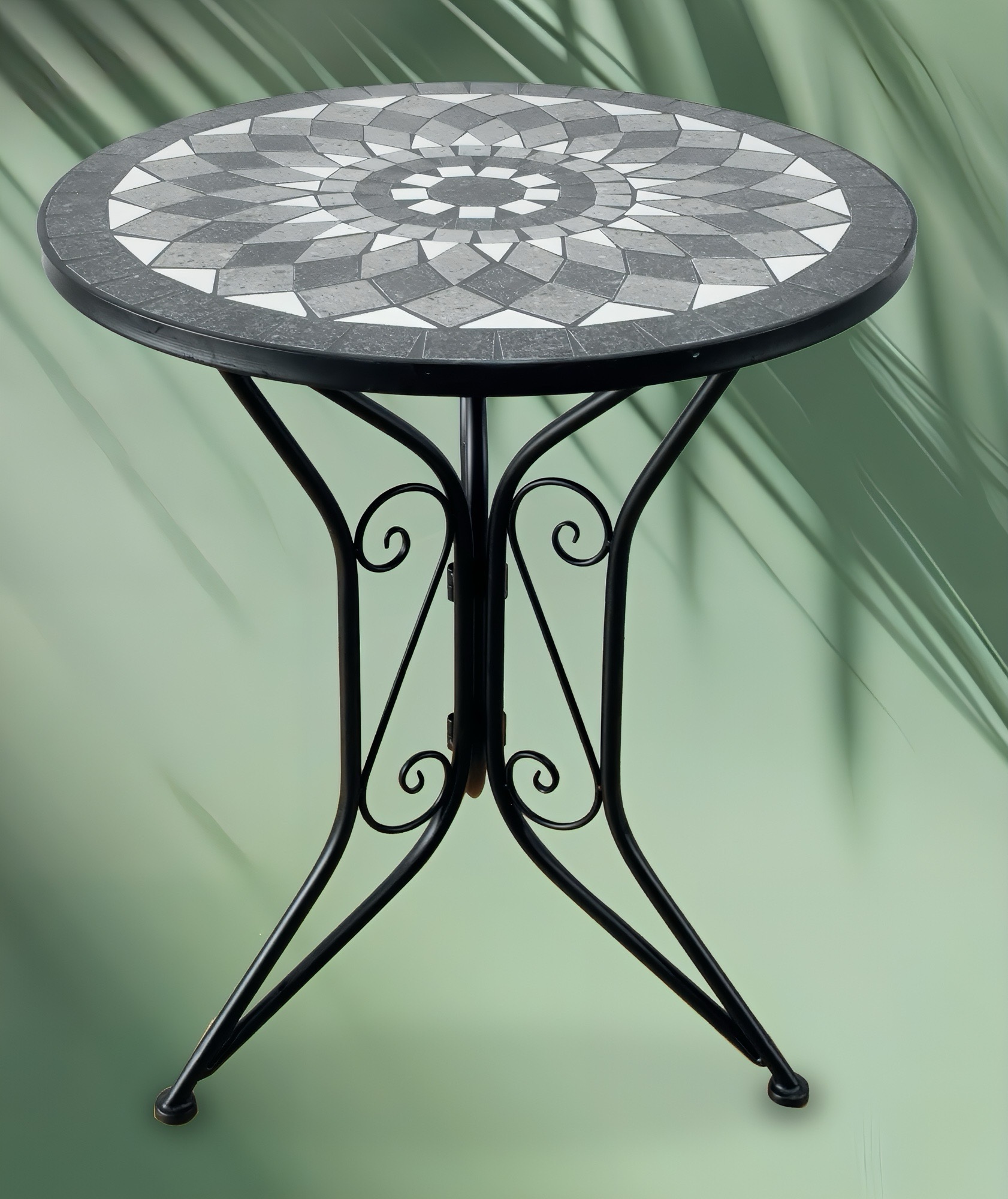 Gartentisch Mosaik aus Eisen Ø 60 cm, grau