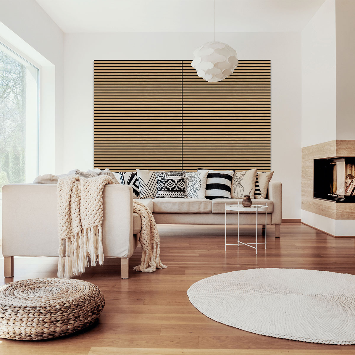 Jangal Wandpaneel Solid Teak MDF Furnier, 1206 x 800 x 22 mm