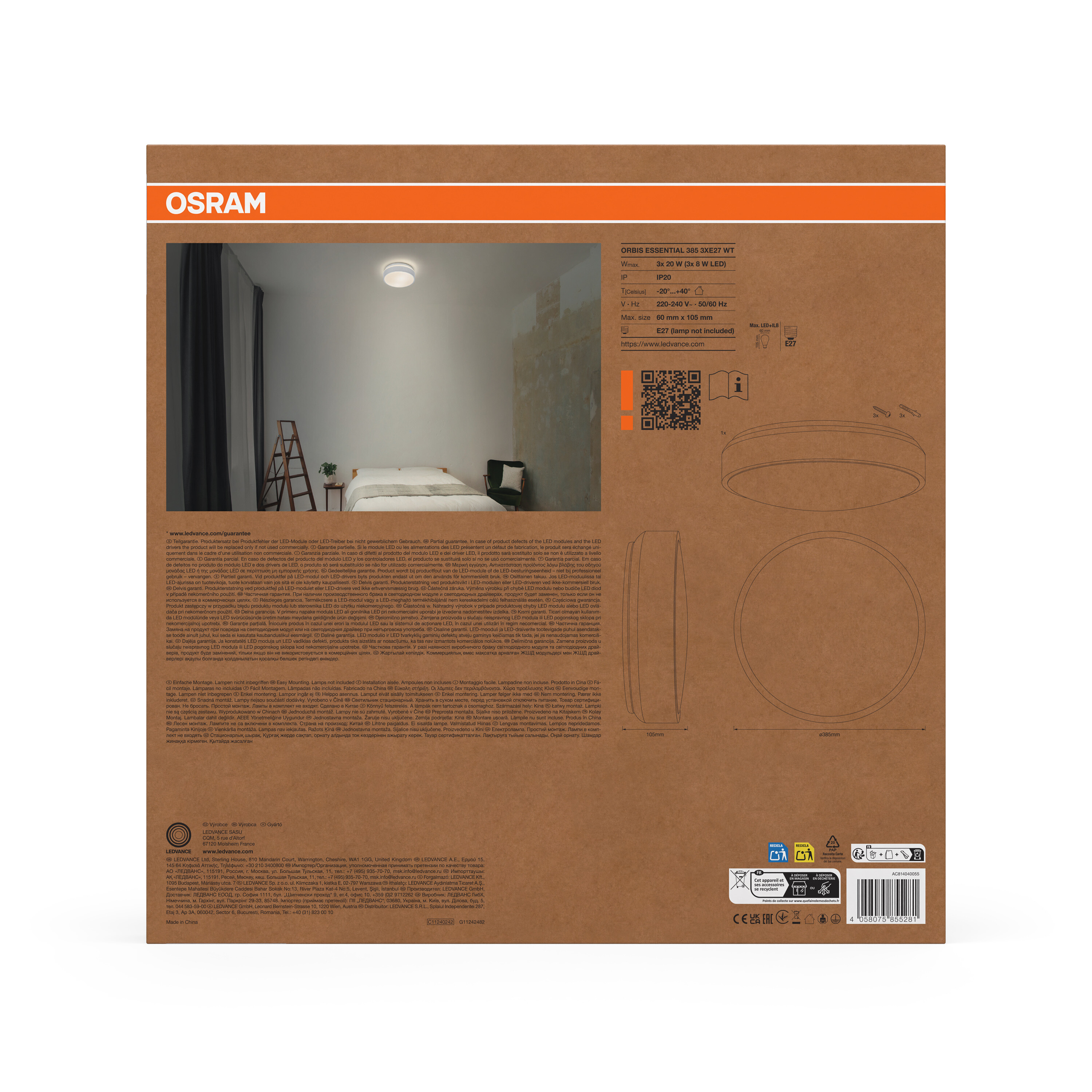 Osram ORBIS Essential 385, 3XE27, weiß