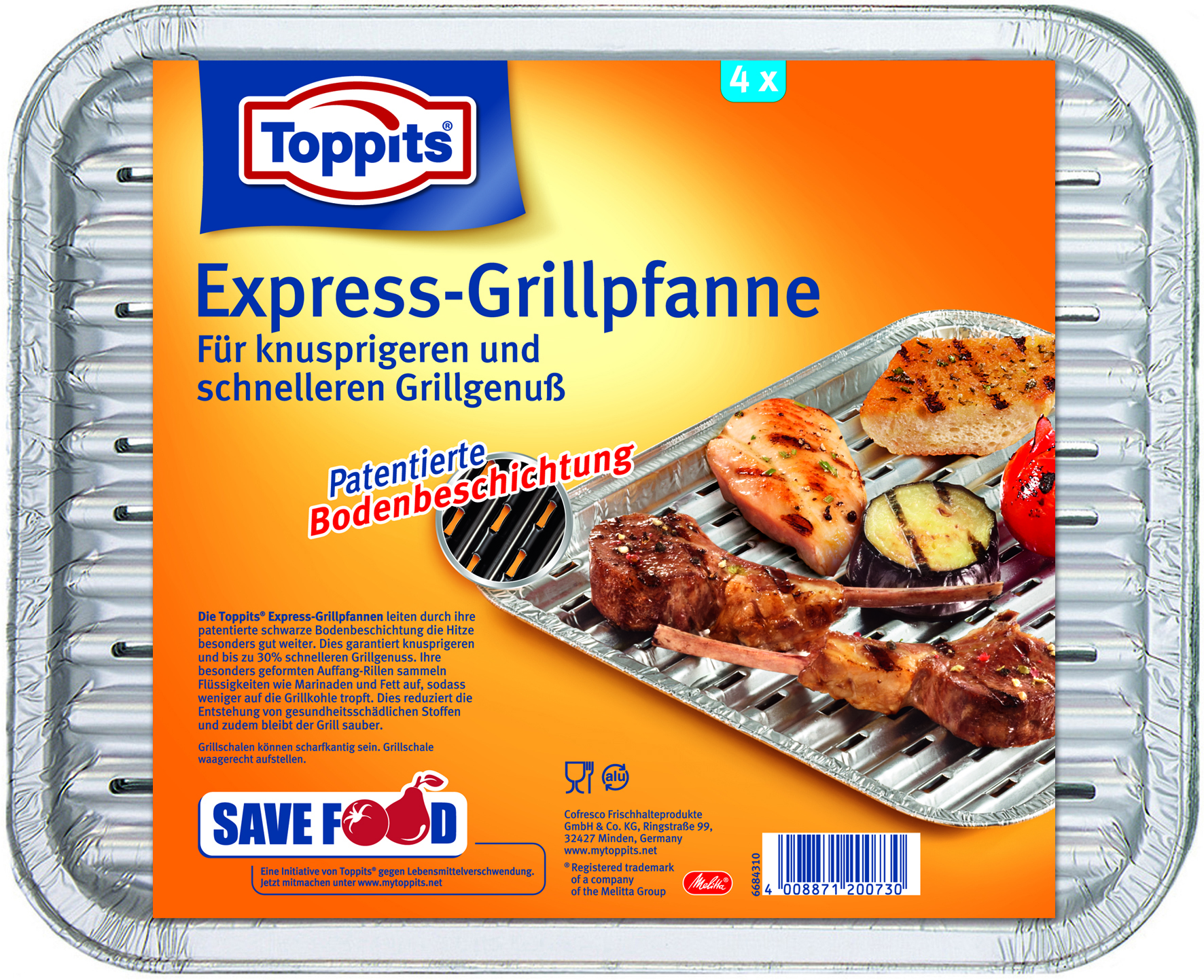 TOPPITS EXPRESS-GRILLPFANNE ECKIG 4ST.   