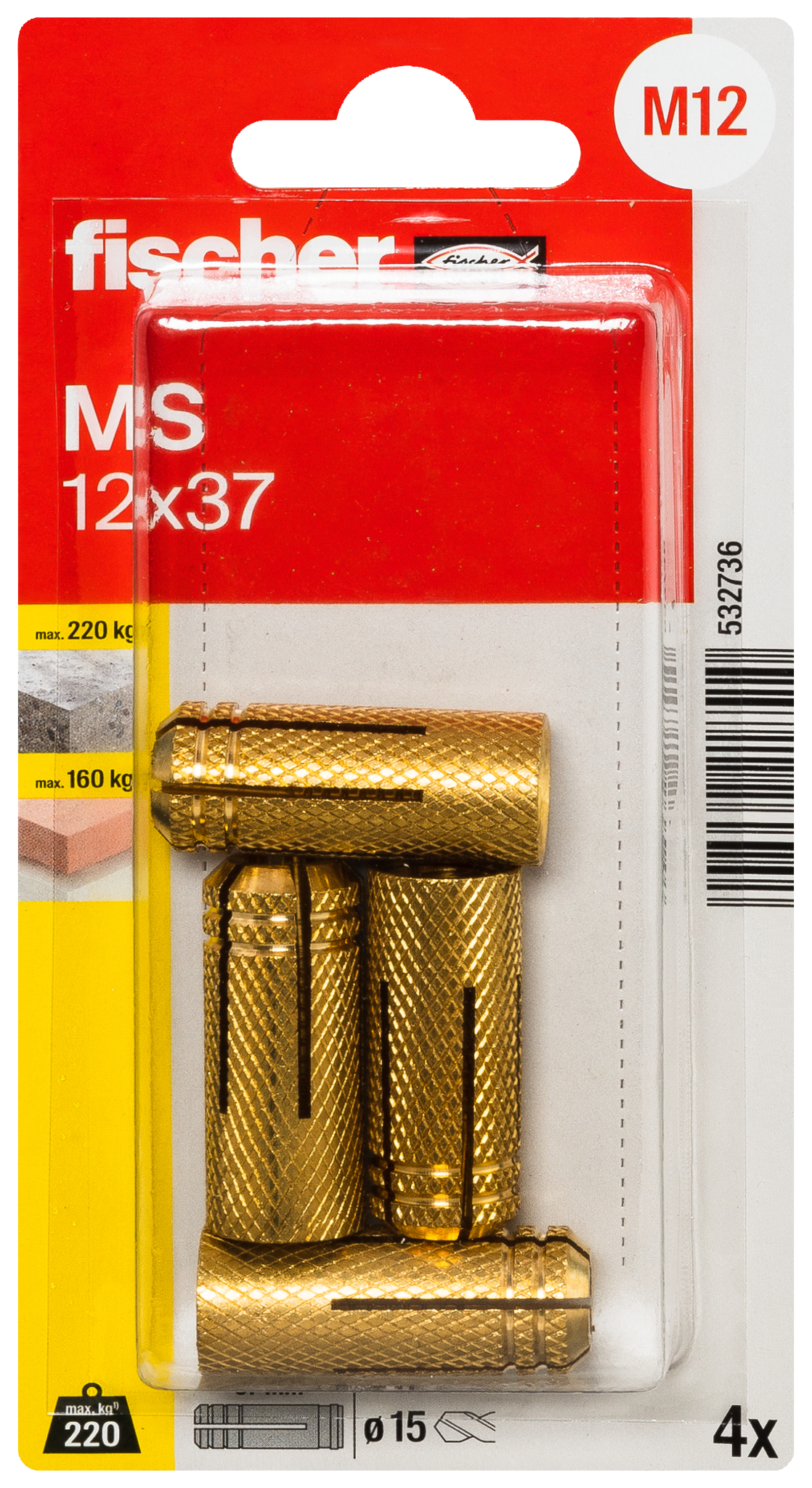 fischer Messingdübel MS 12 x 37 K (4)