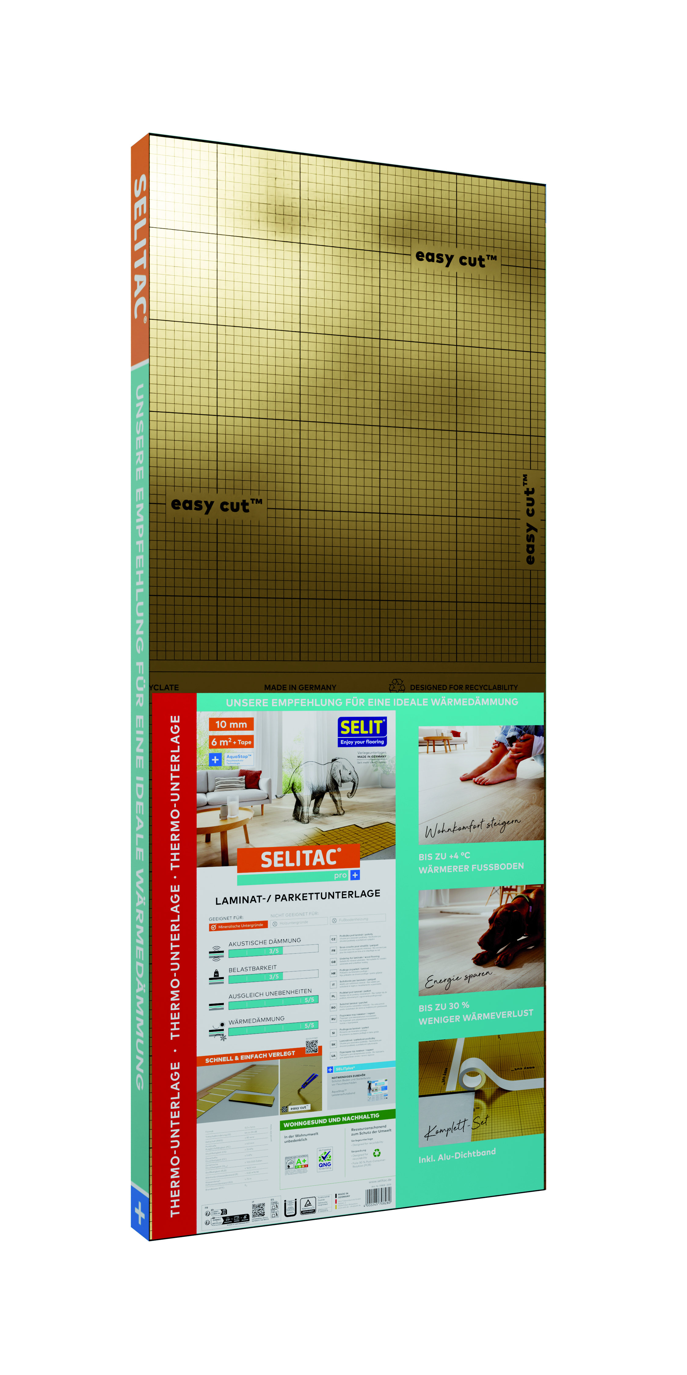 SELITAC Laminat- und Parkettunterlage pro+ 10 mm, 0,5 x 1,2 m, 6 m²