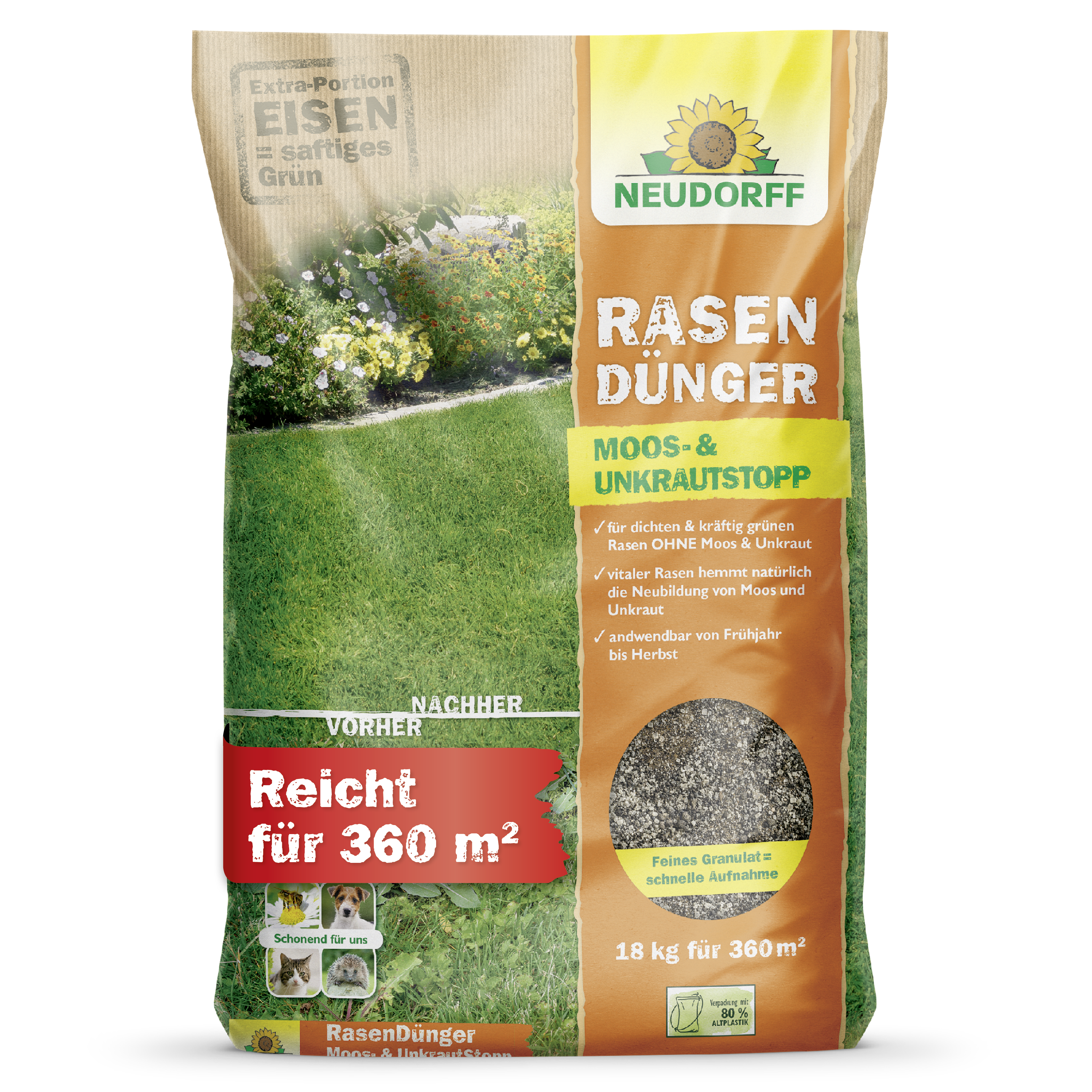 Neudorff RasenDünger Moos- & UnkrautStopp, 18 kg